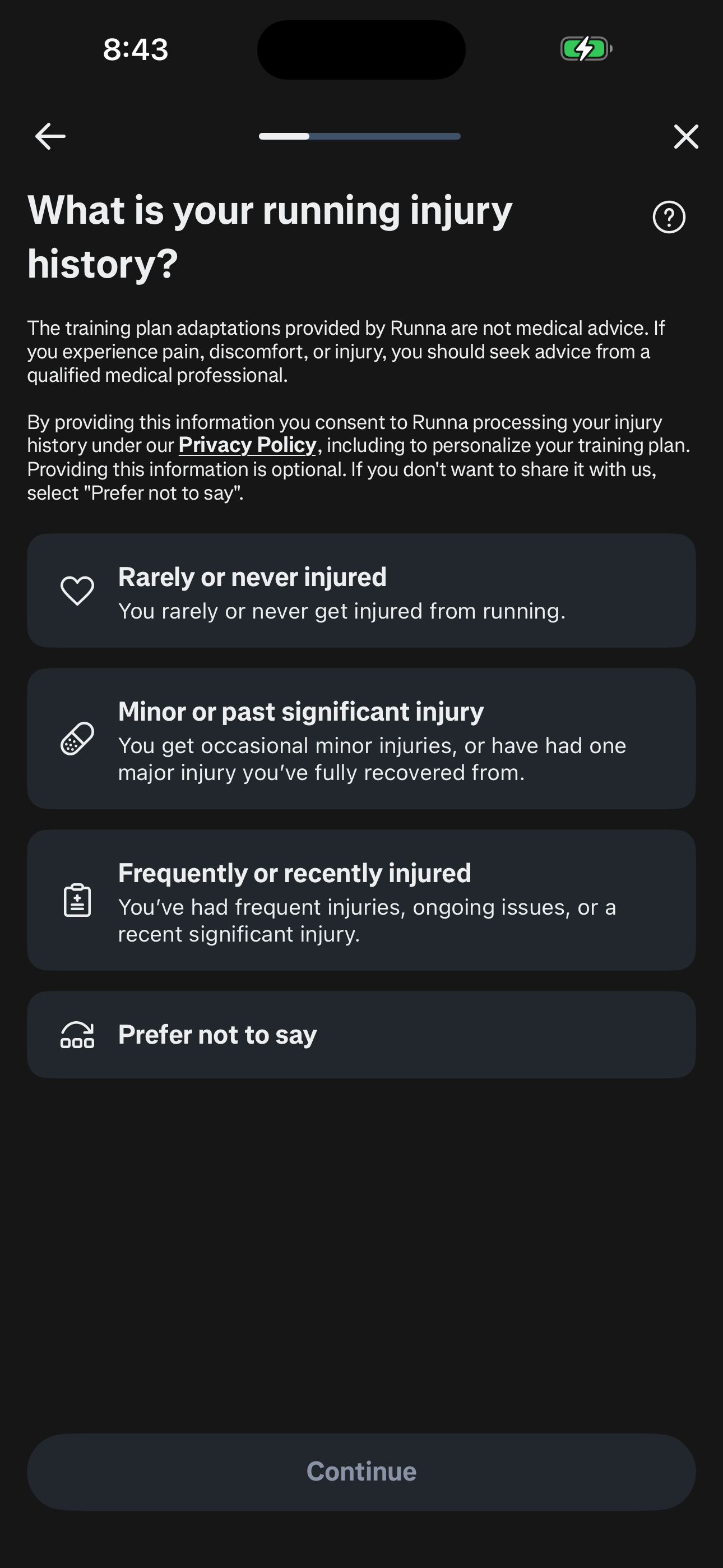 Onboarding — Injury History