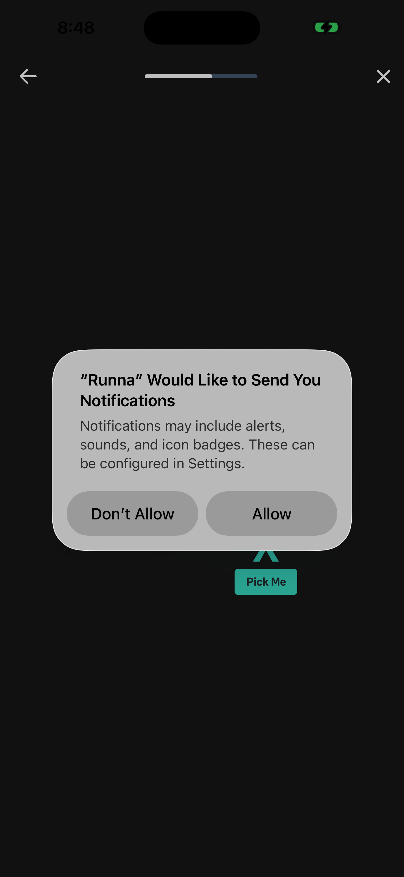 Onboarding — iOS Notification Permission
