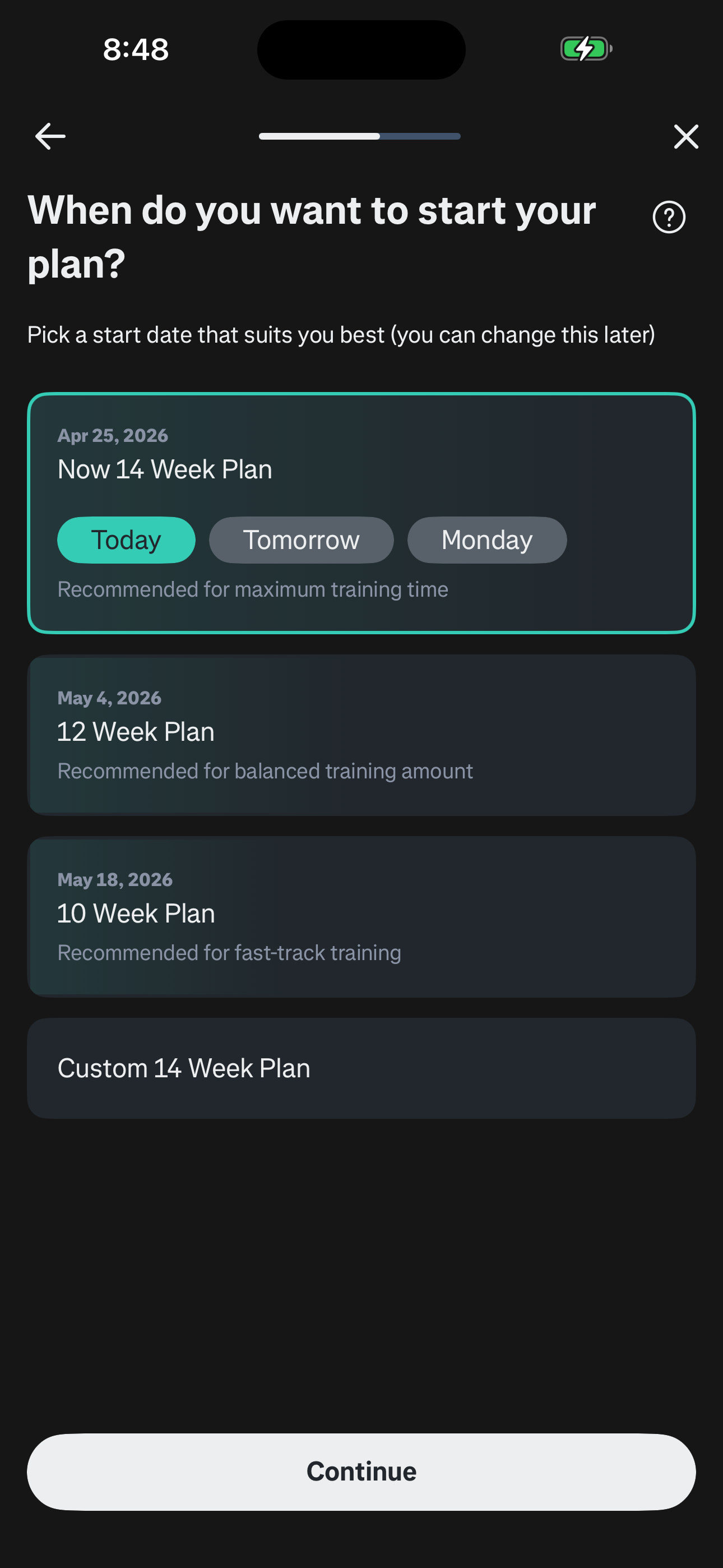 Onboarding — Plan Start Date
