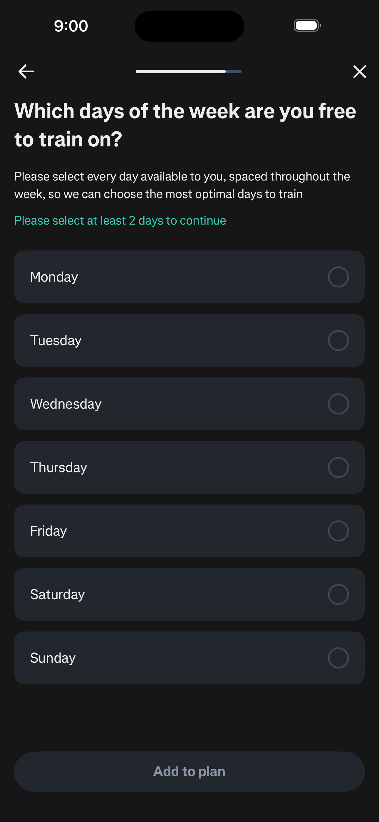 Onboarding — Strength Days