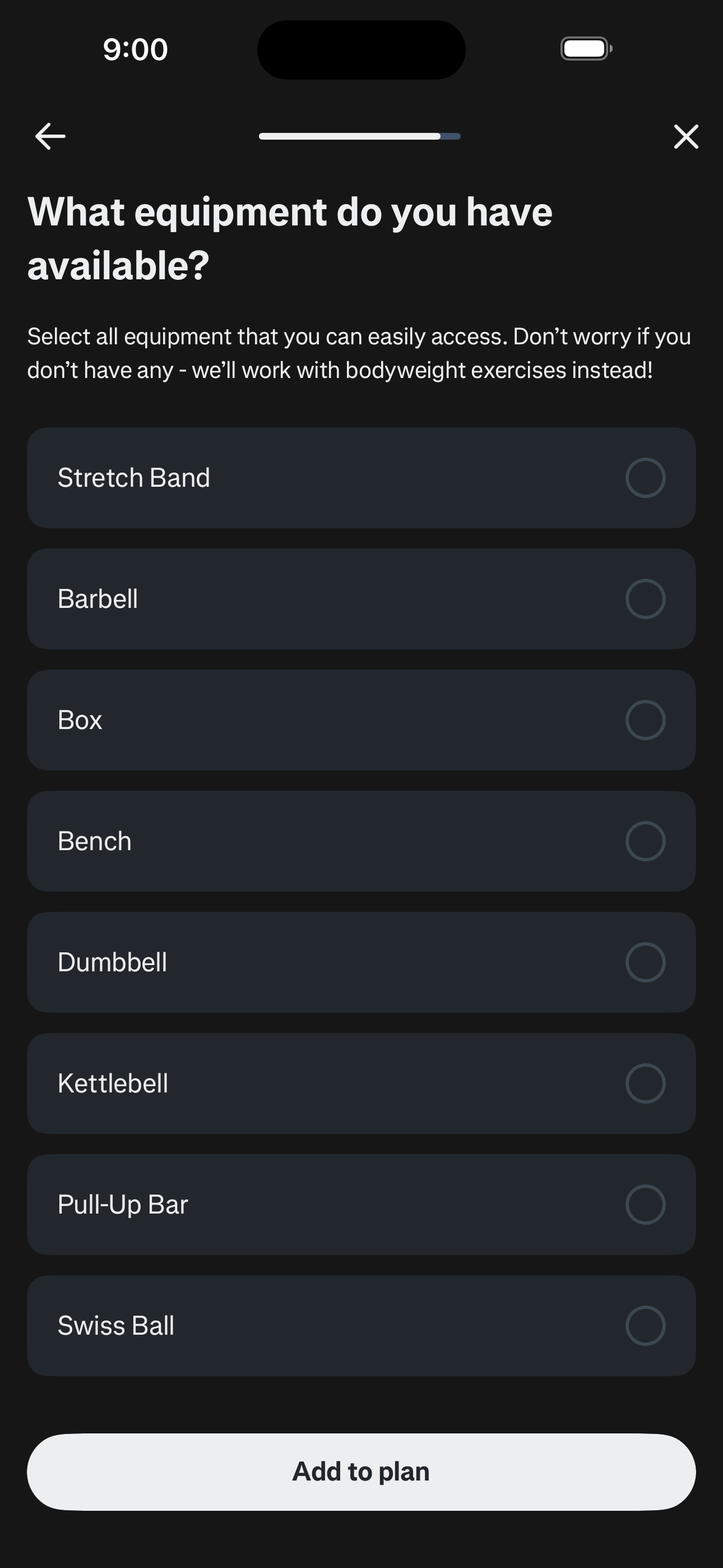 Onboarding — Strength Equipment