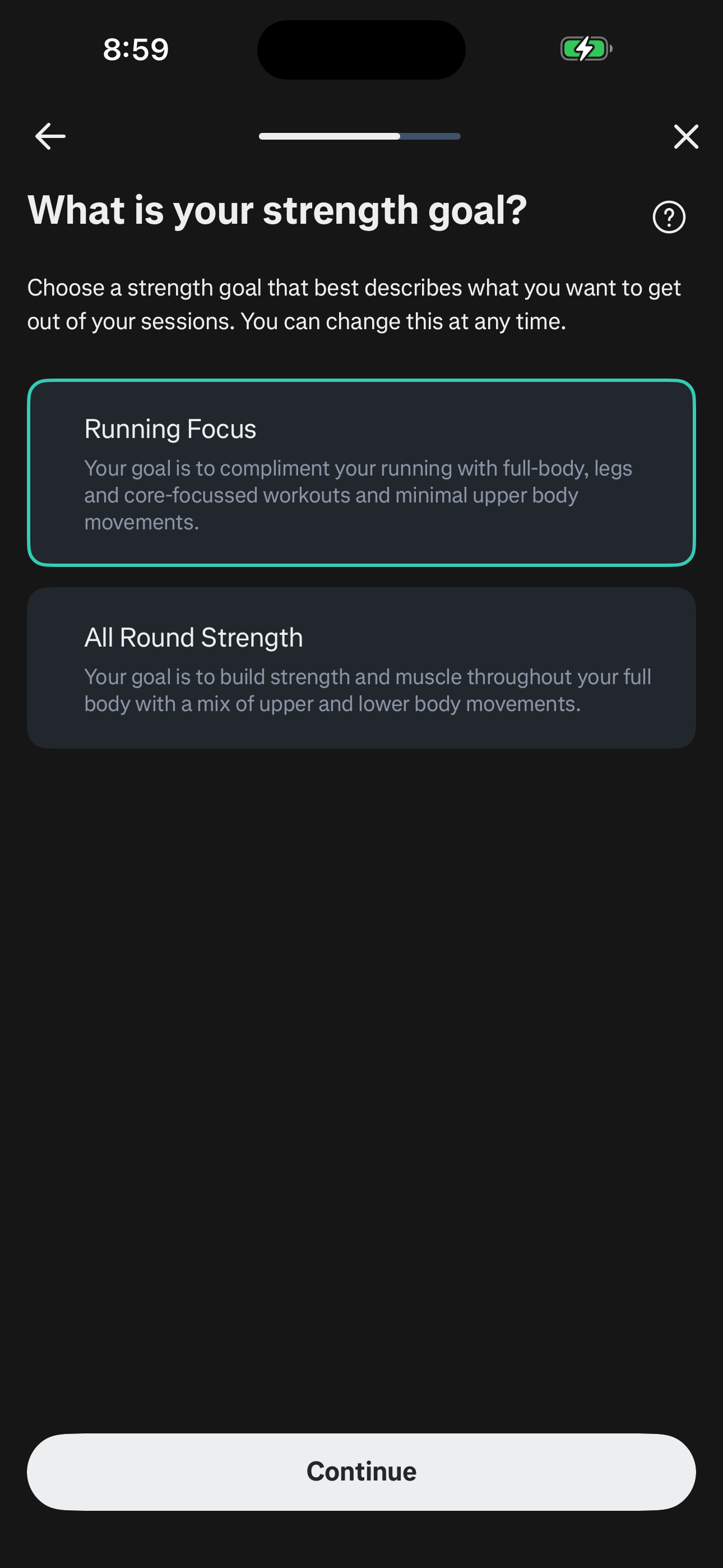 Onboarding — Strength Goal