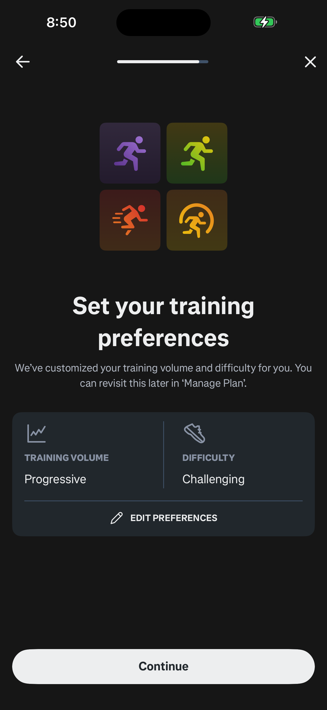 Onboarding — Training Preferences