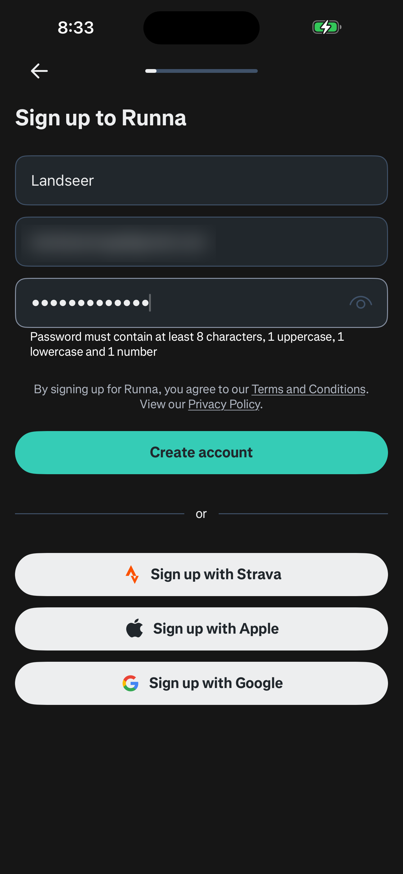 Sign up — Form (filled)