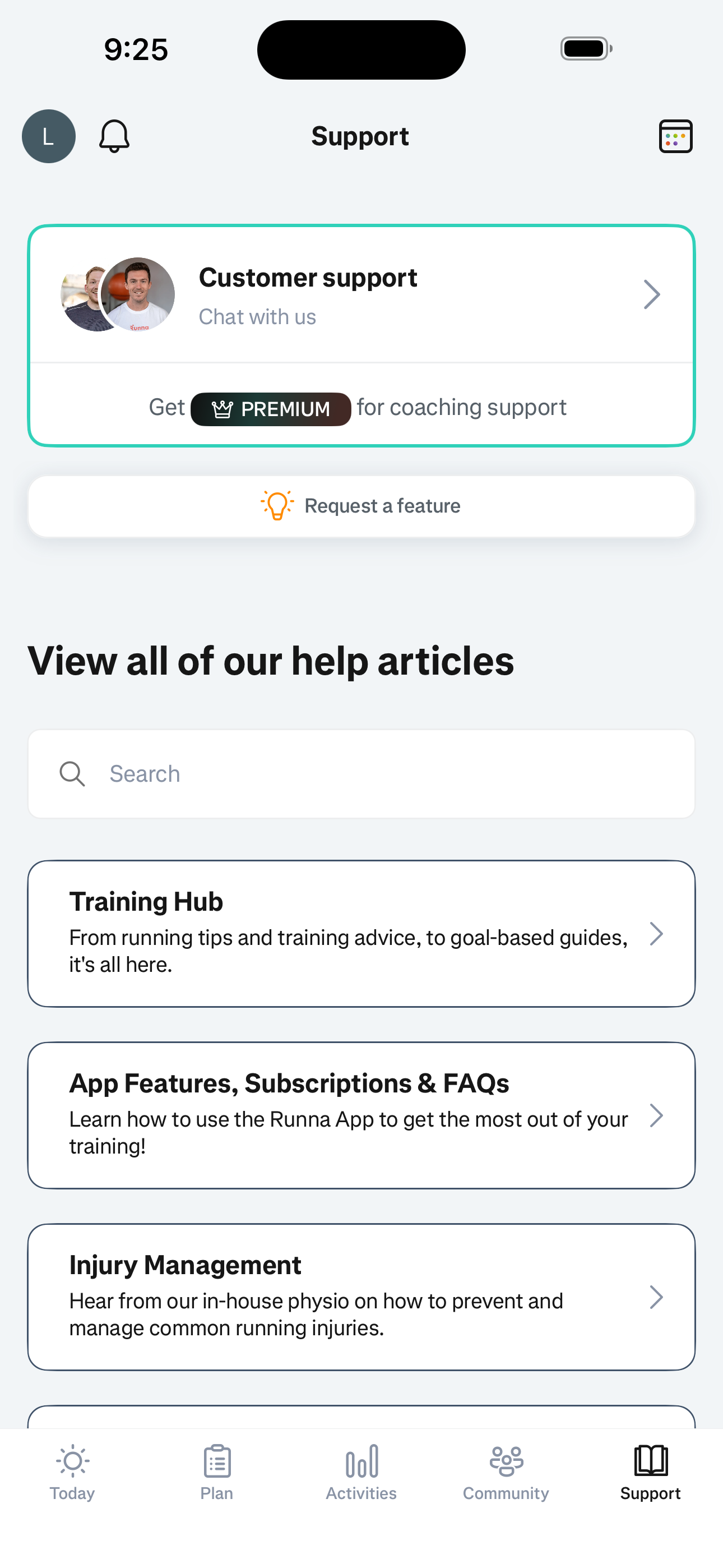 Support Tab