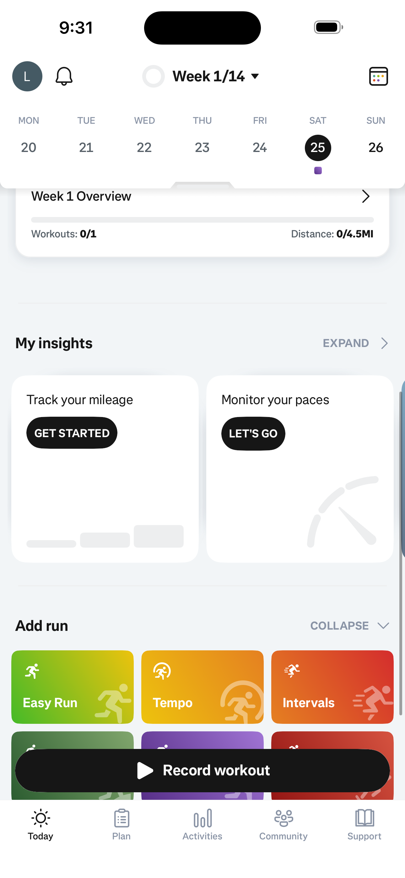 Today Home — Scrolled (Insights & Add Run)
