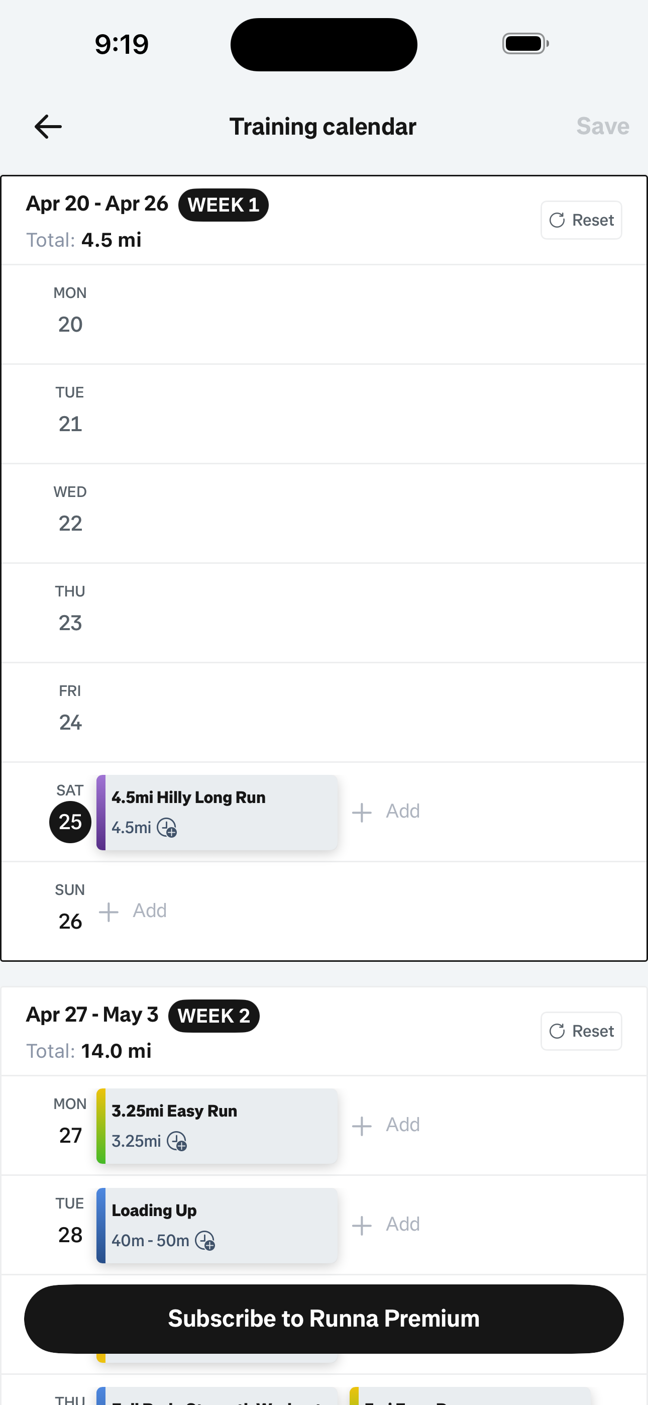 Training Calendar (Rearrange)