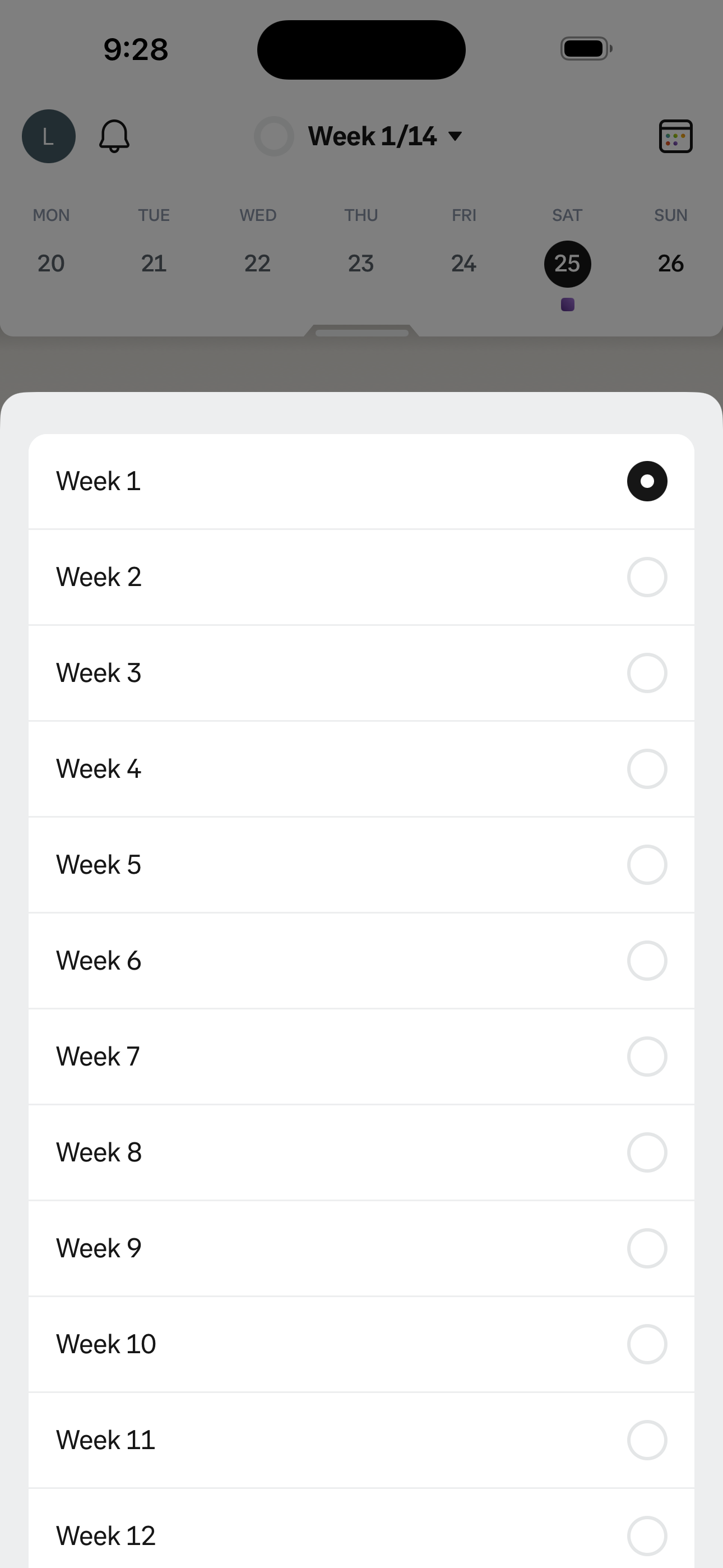 Today — Week Selector