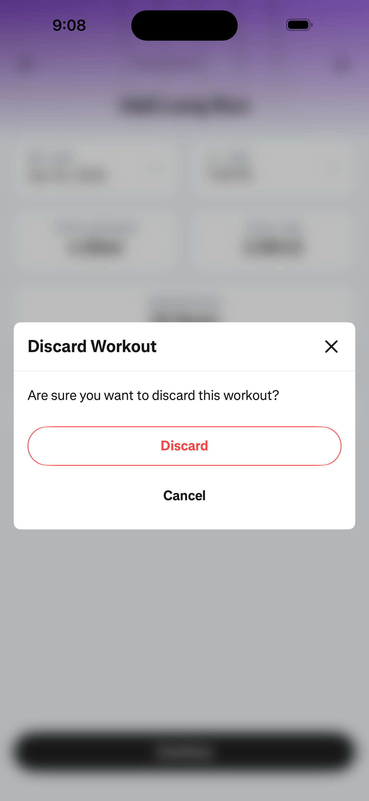 Workout — Discard Confirm