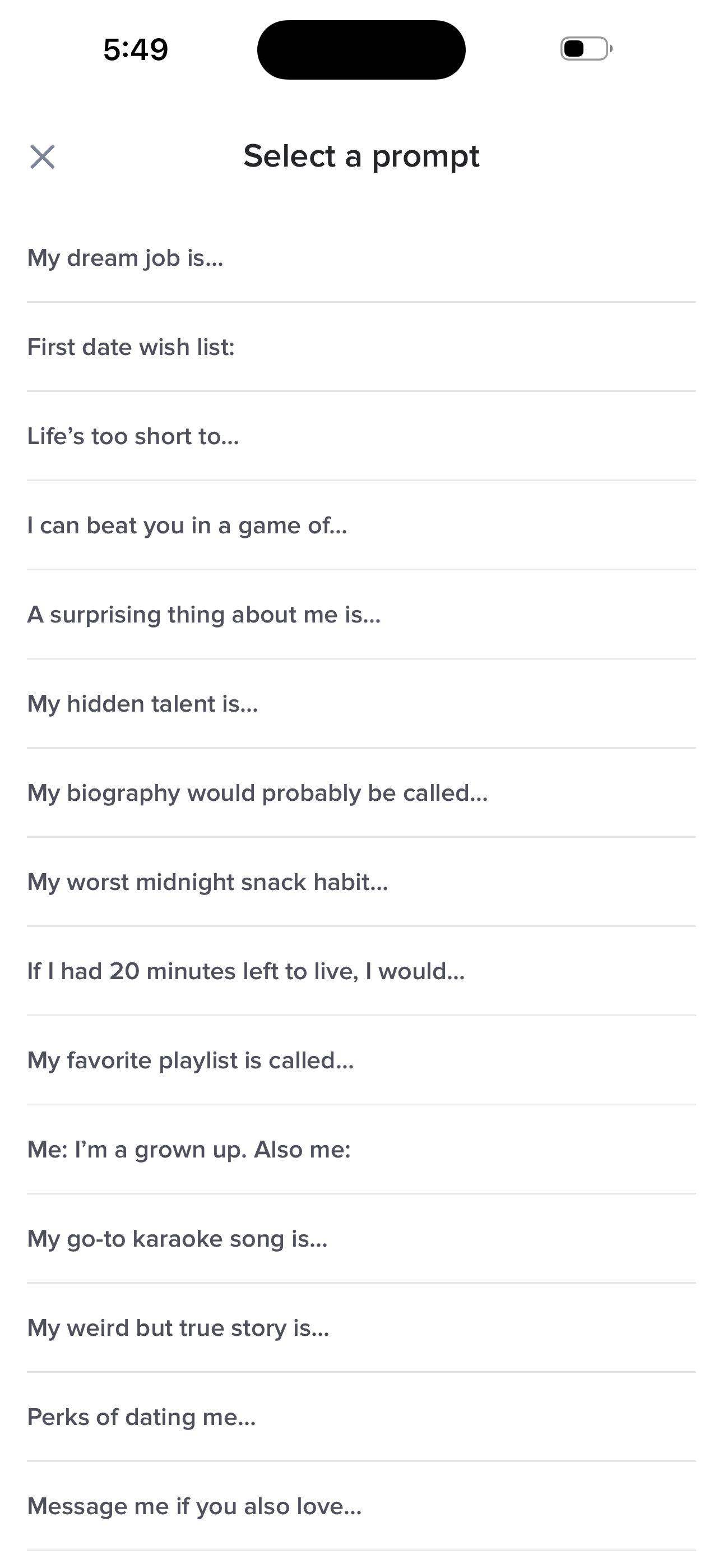 Onboarding — Select a Prompt