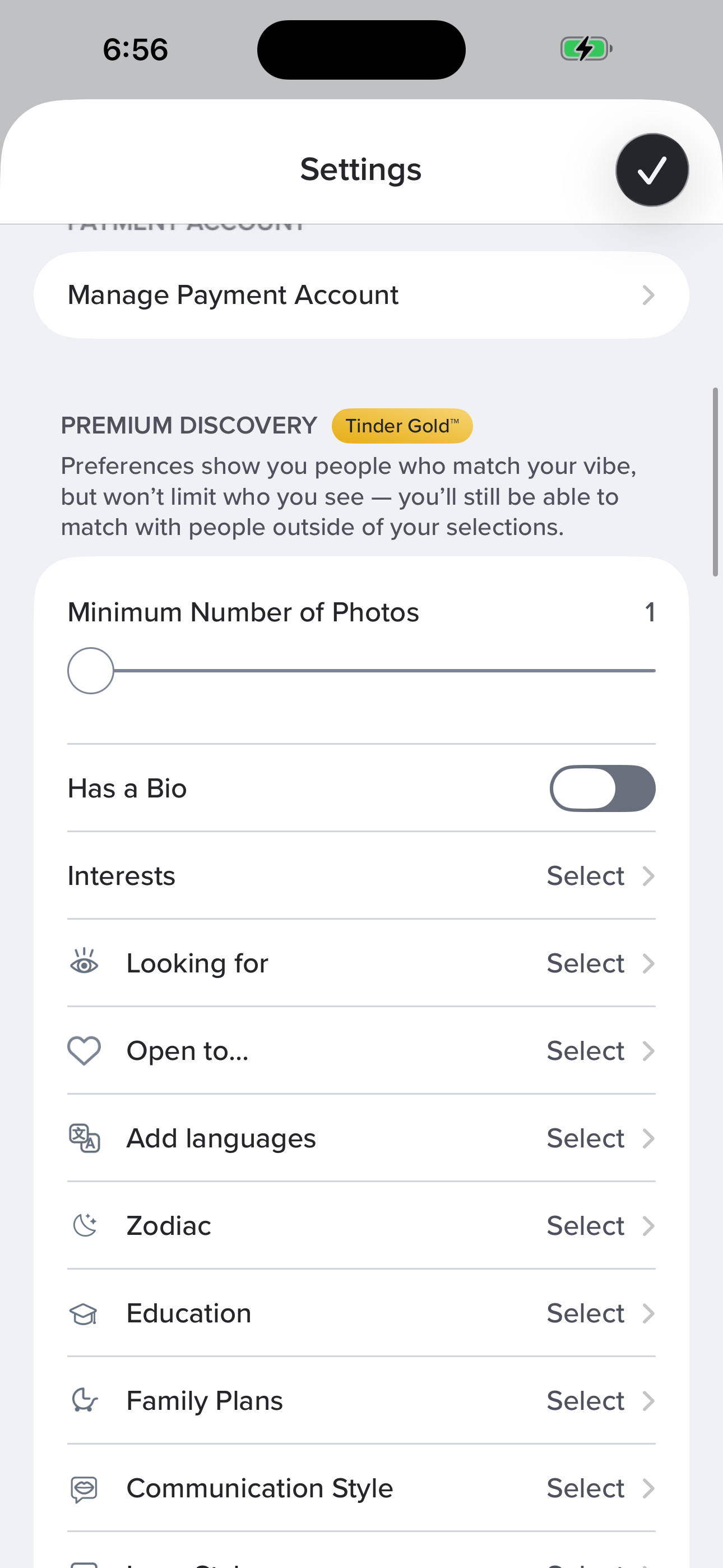 Settings — Discovery Filters