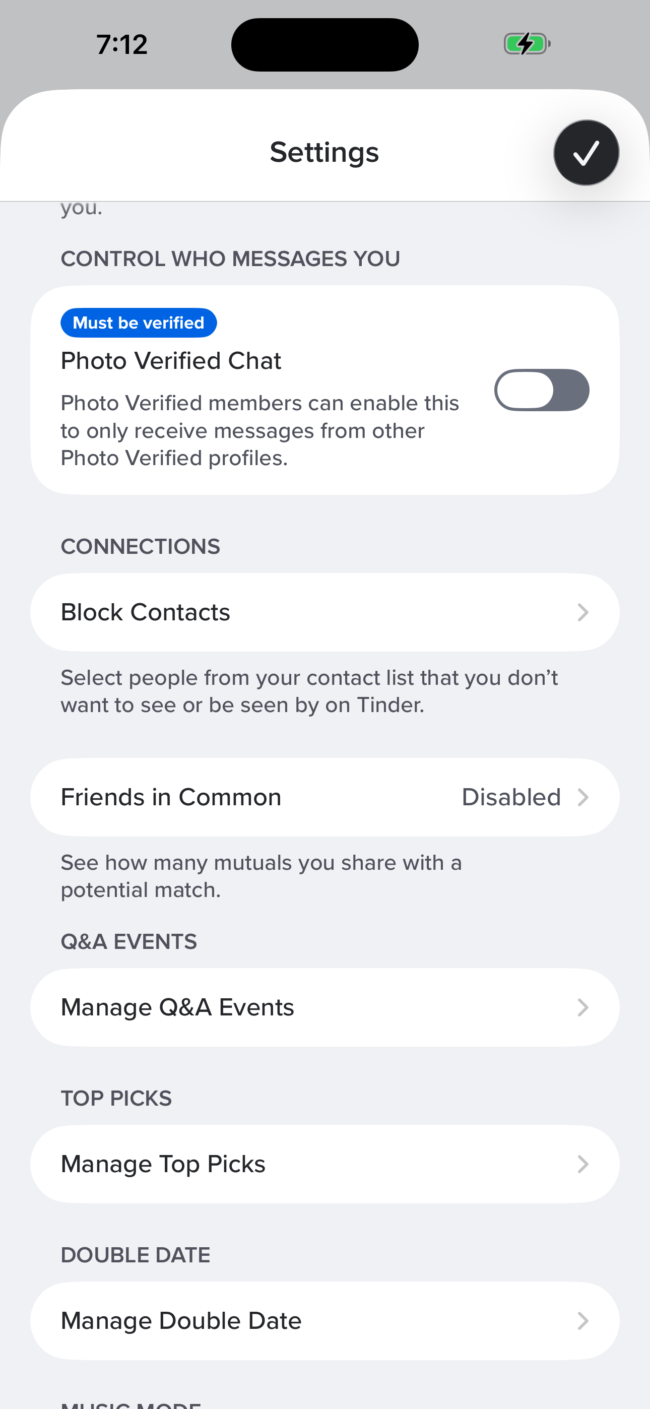 Settings — Mid (Connections/Modes management)