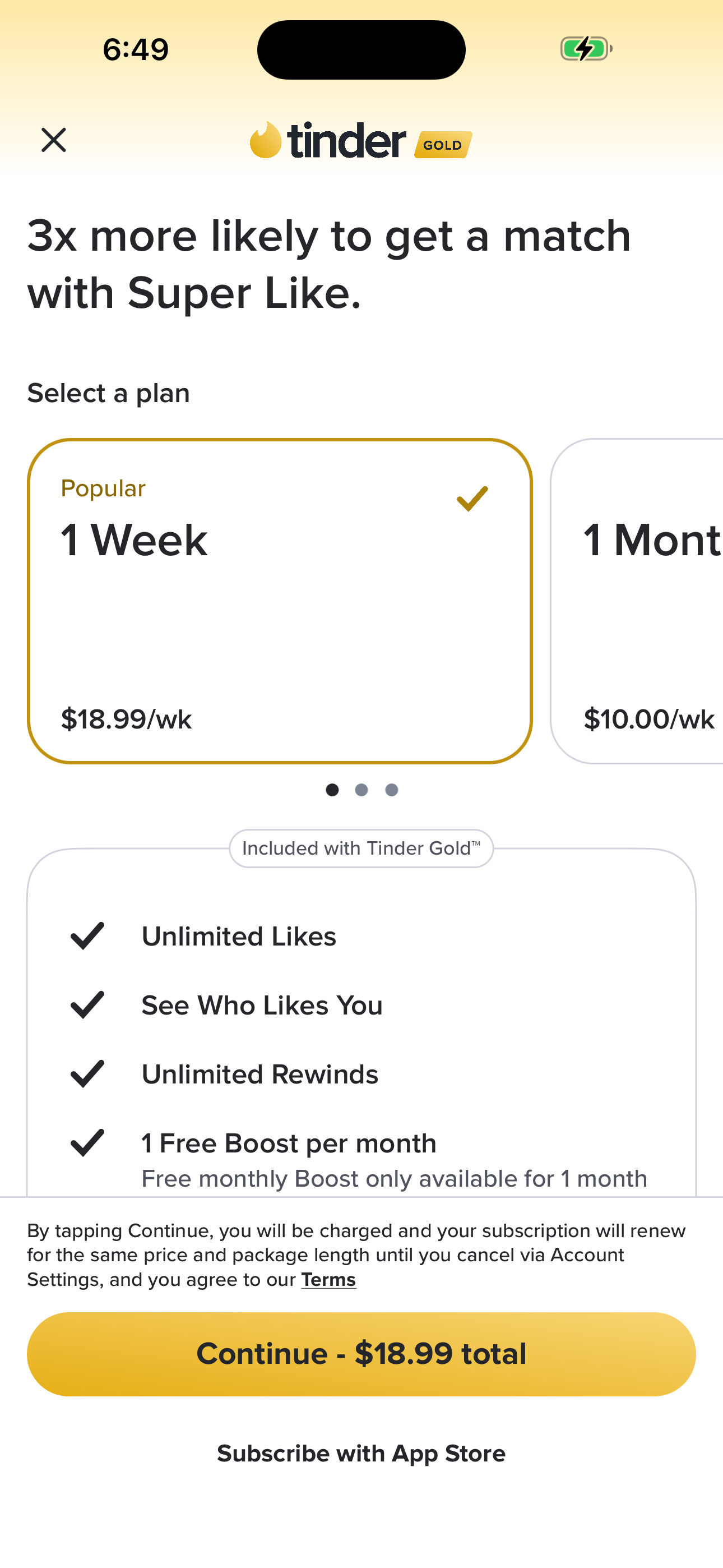 Tinder Gold Paywall