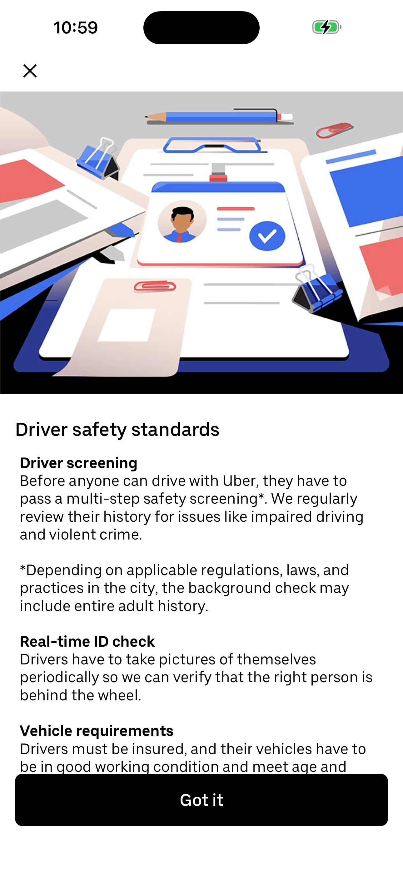 Driver safety standards (info modal)