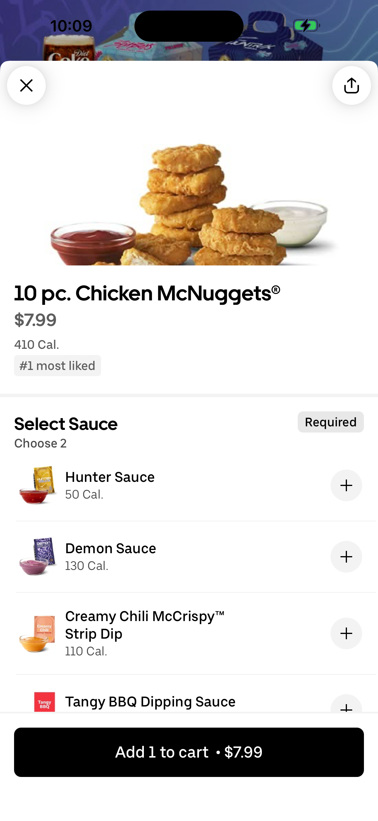 Menu item detail (customizer)