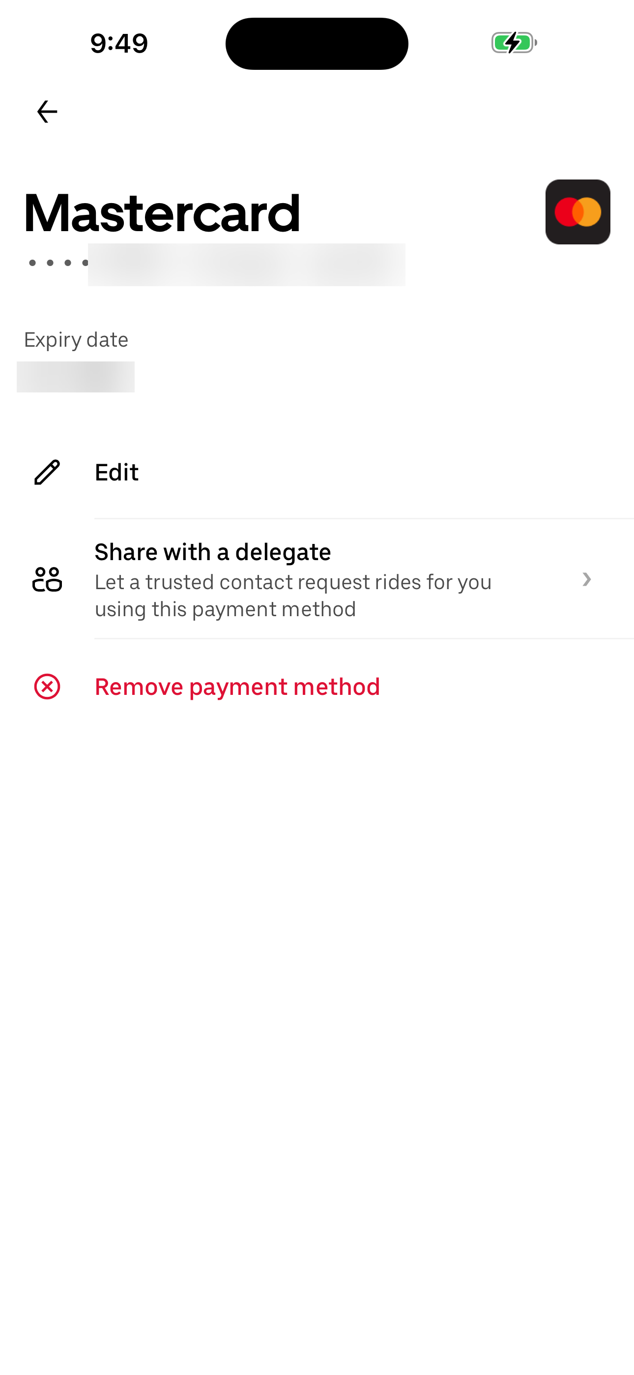 Payment method detail