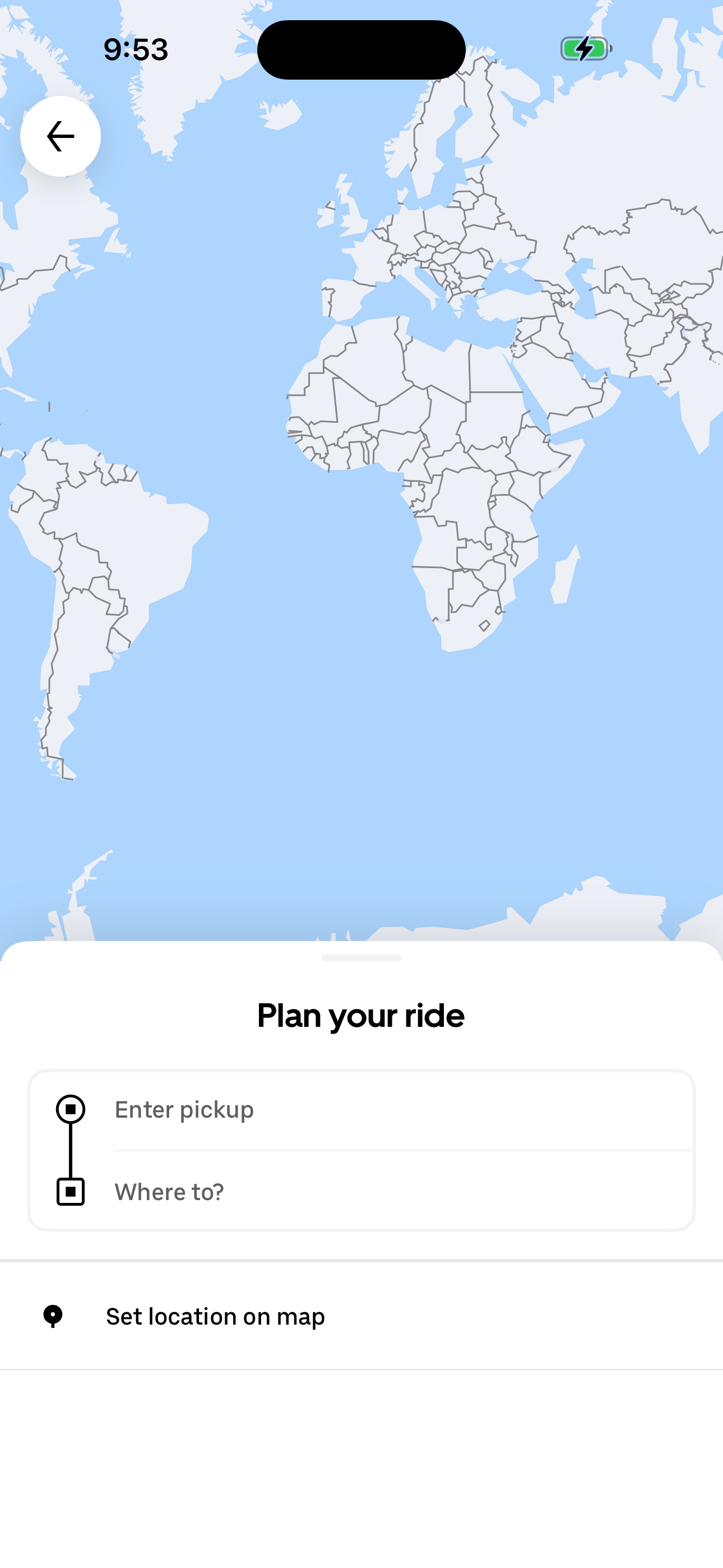 Plan your ride — pickup/dropoff picker