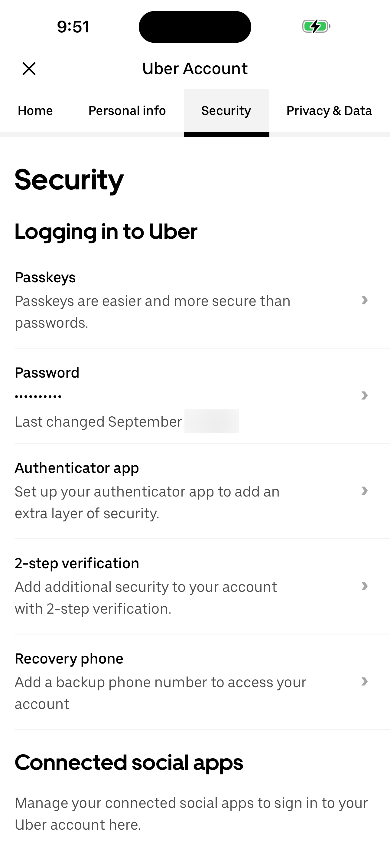 Uber Account — Security