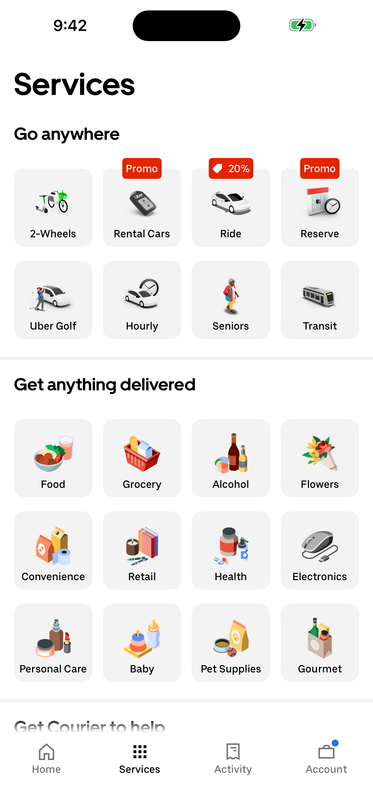 Services catalog (all product lines)