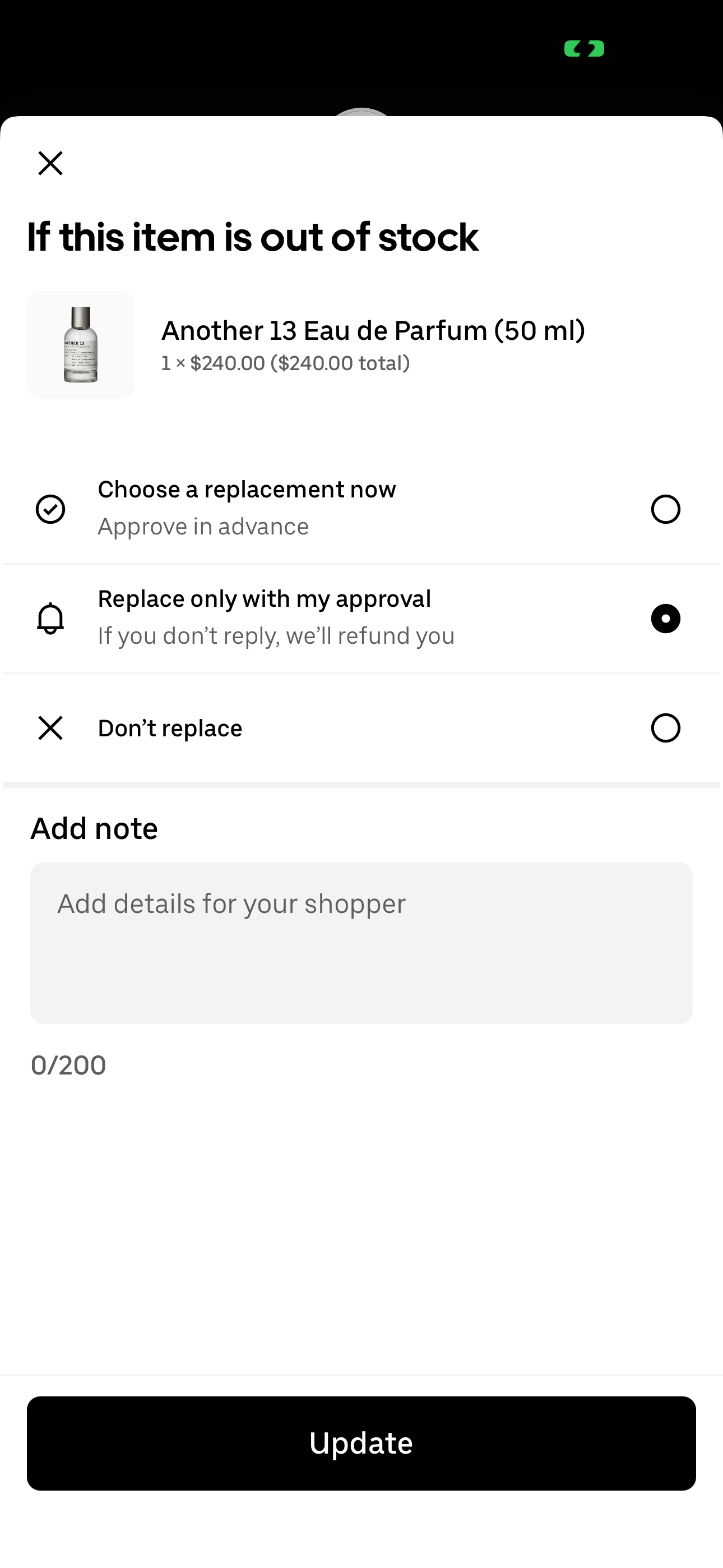 Out-of-stock substitution rules