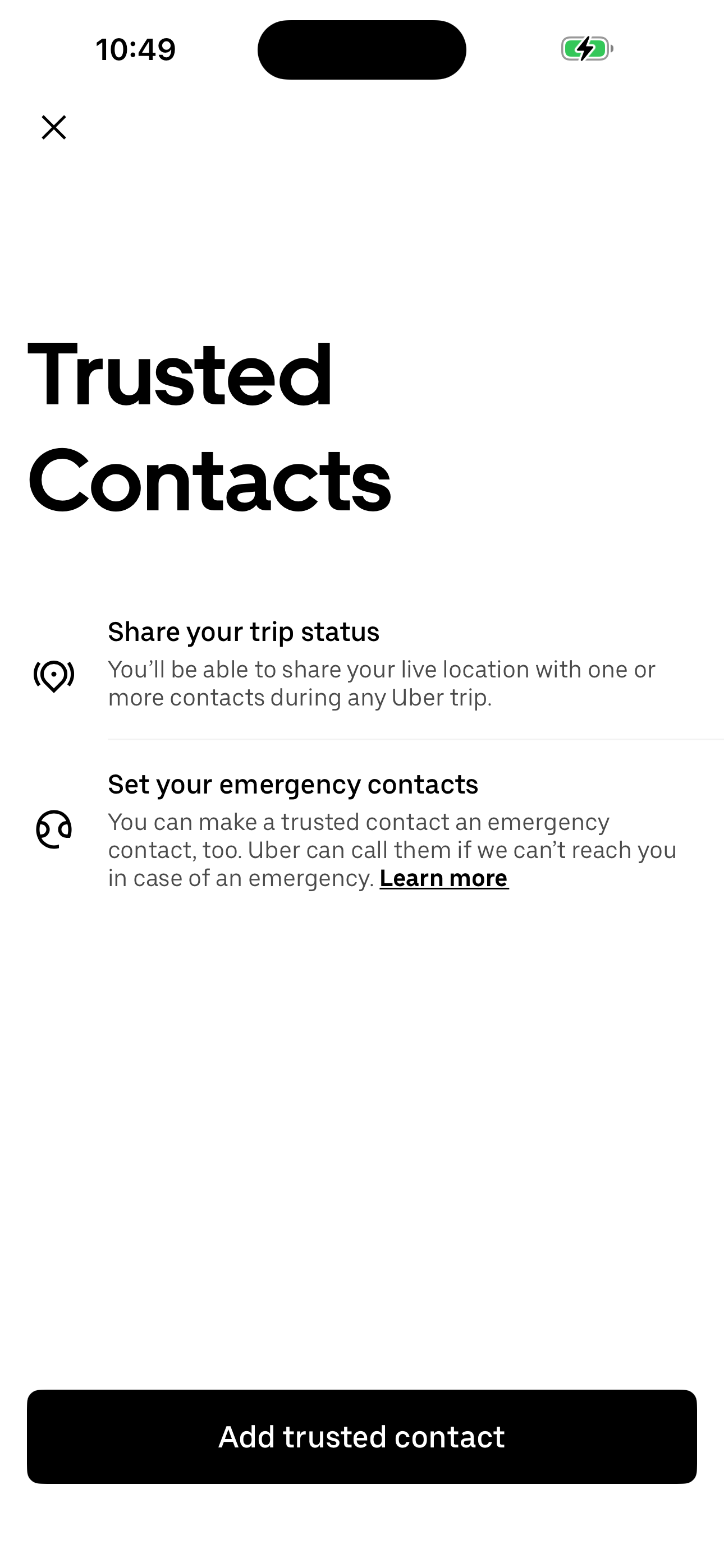 Trusted Contacts (empty state)