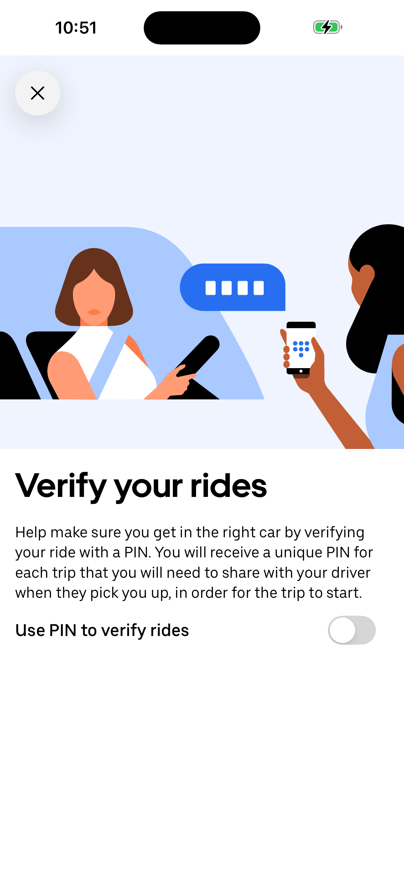 Verify your rides (PIN)