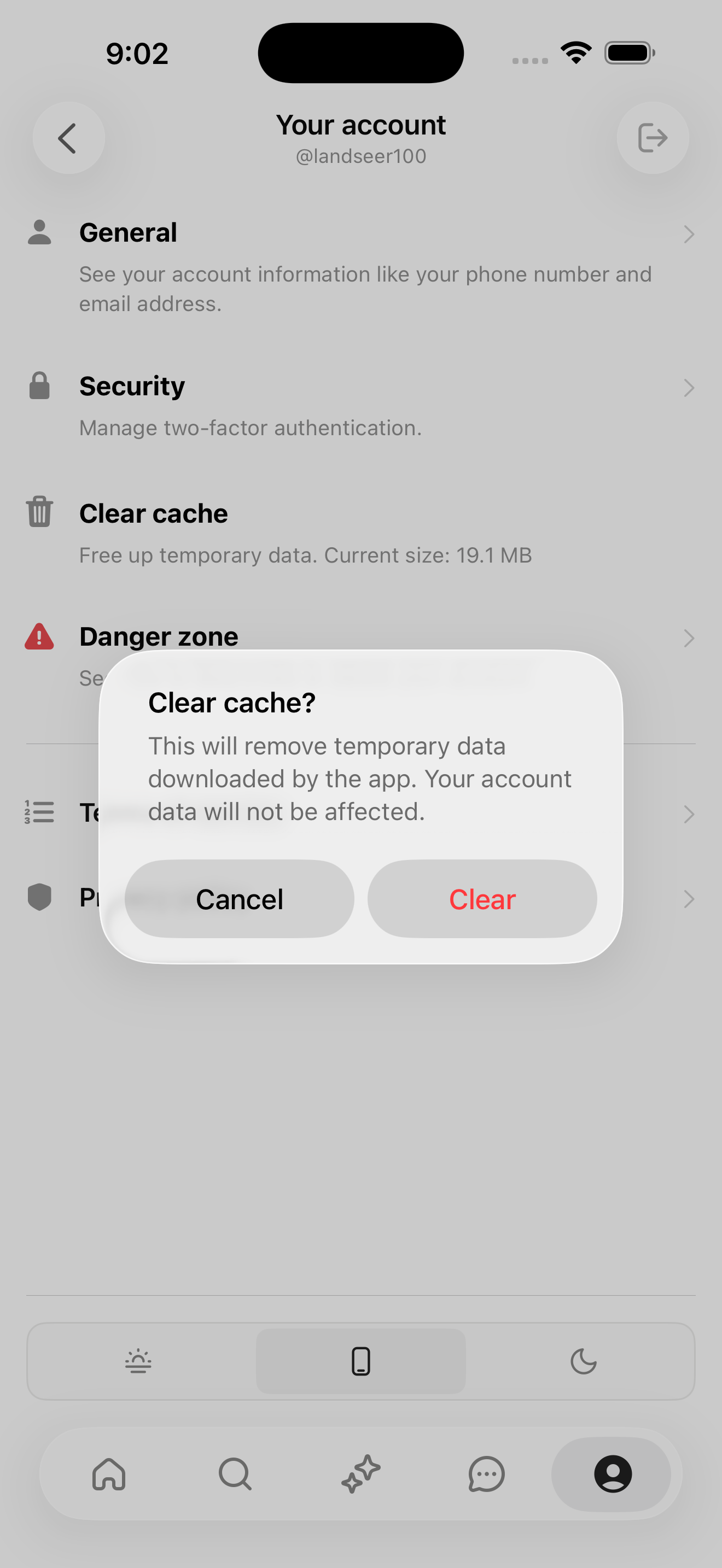 Clear cache? — confirmation dialog
