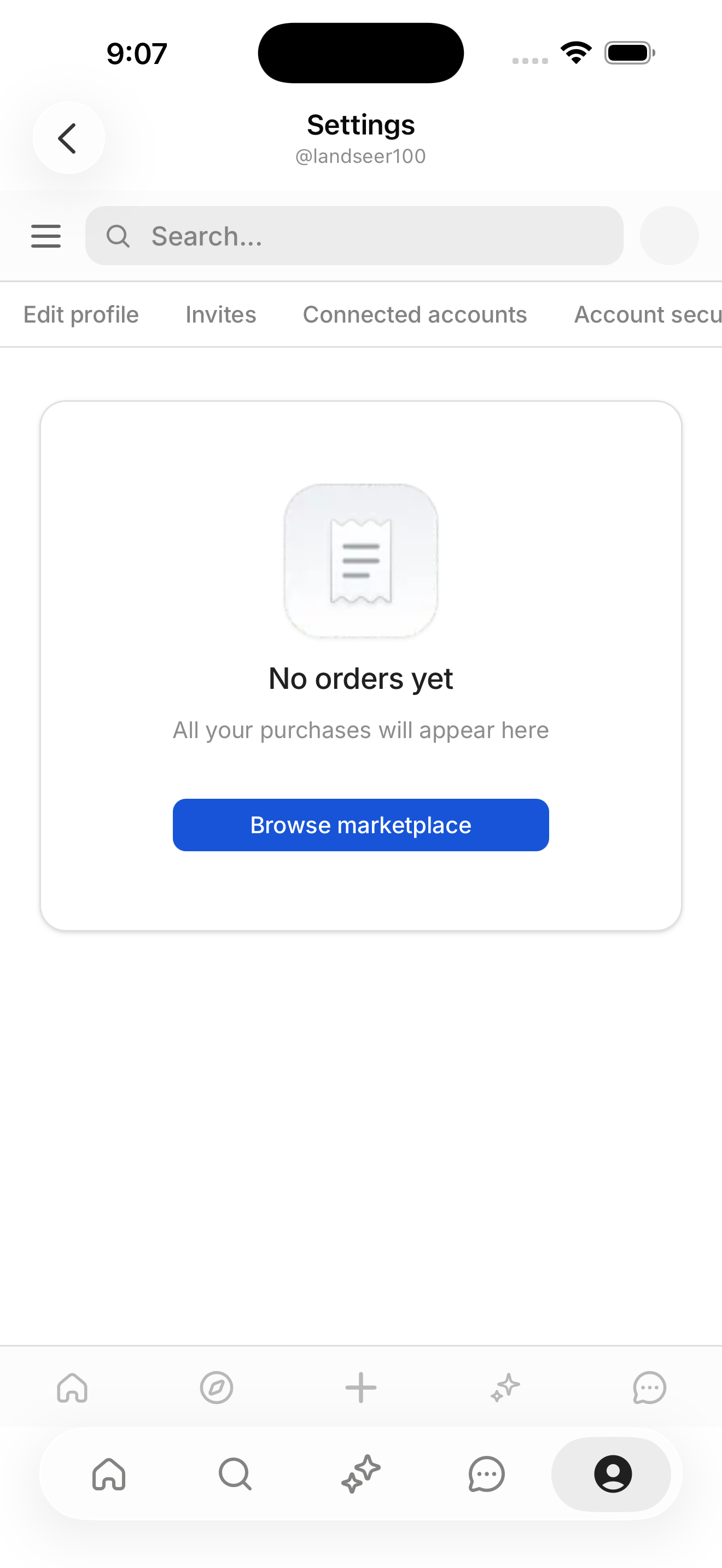 Billing history — empty state