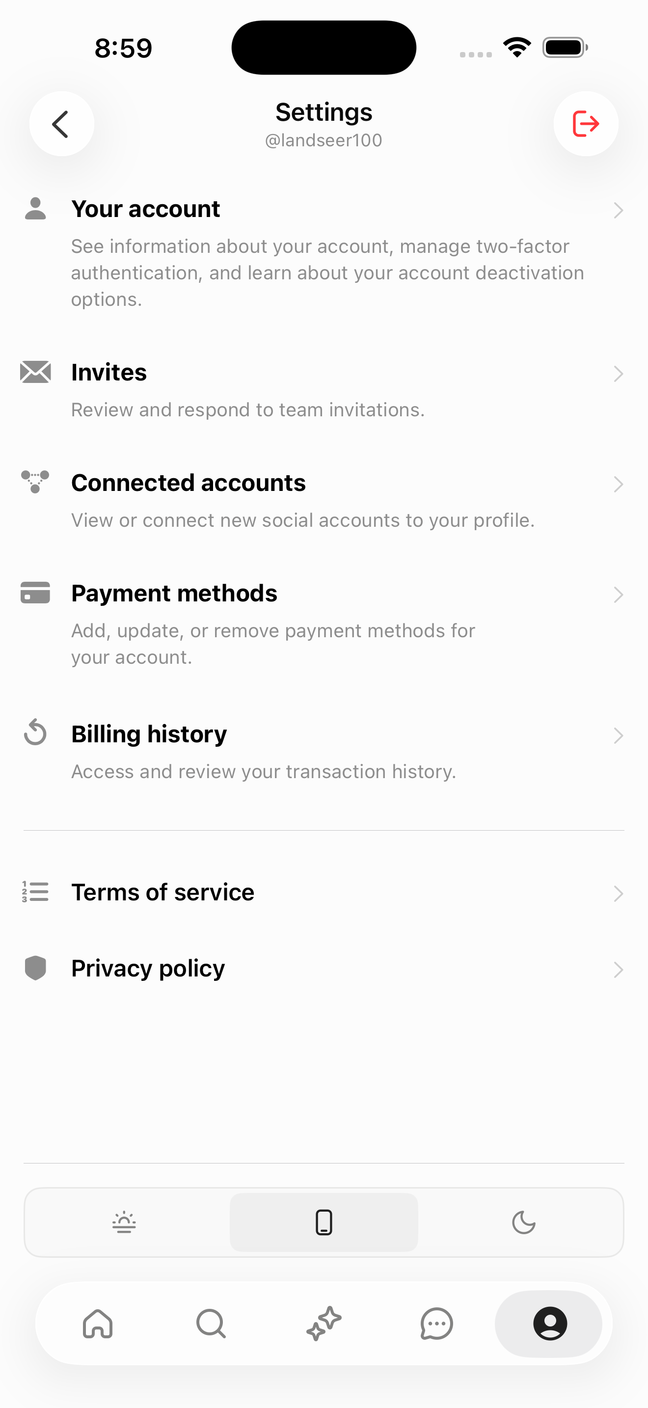 Settings — full page (@landseer100)