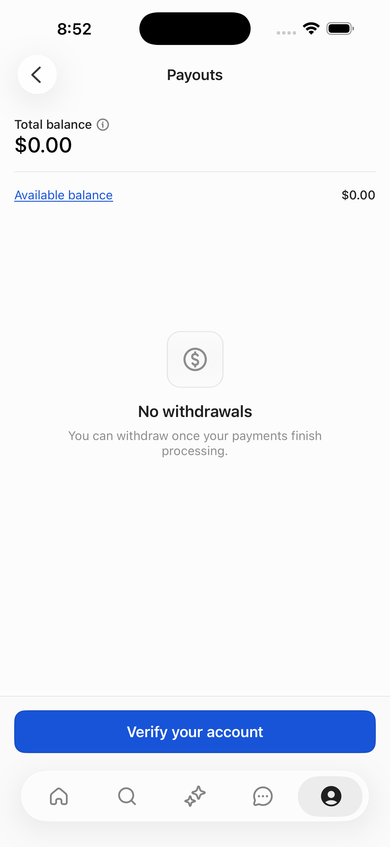 Payouts — balance & withdrawals