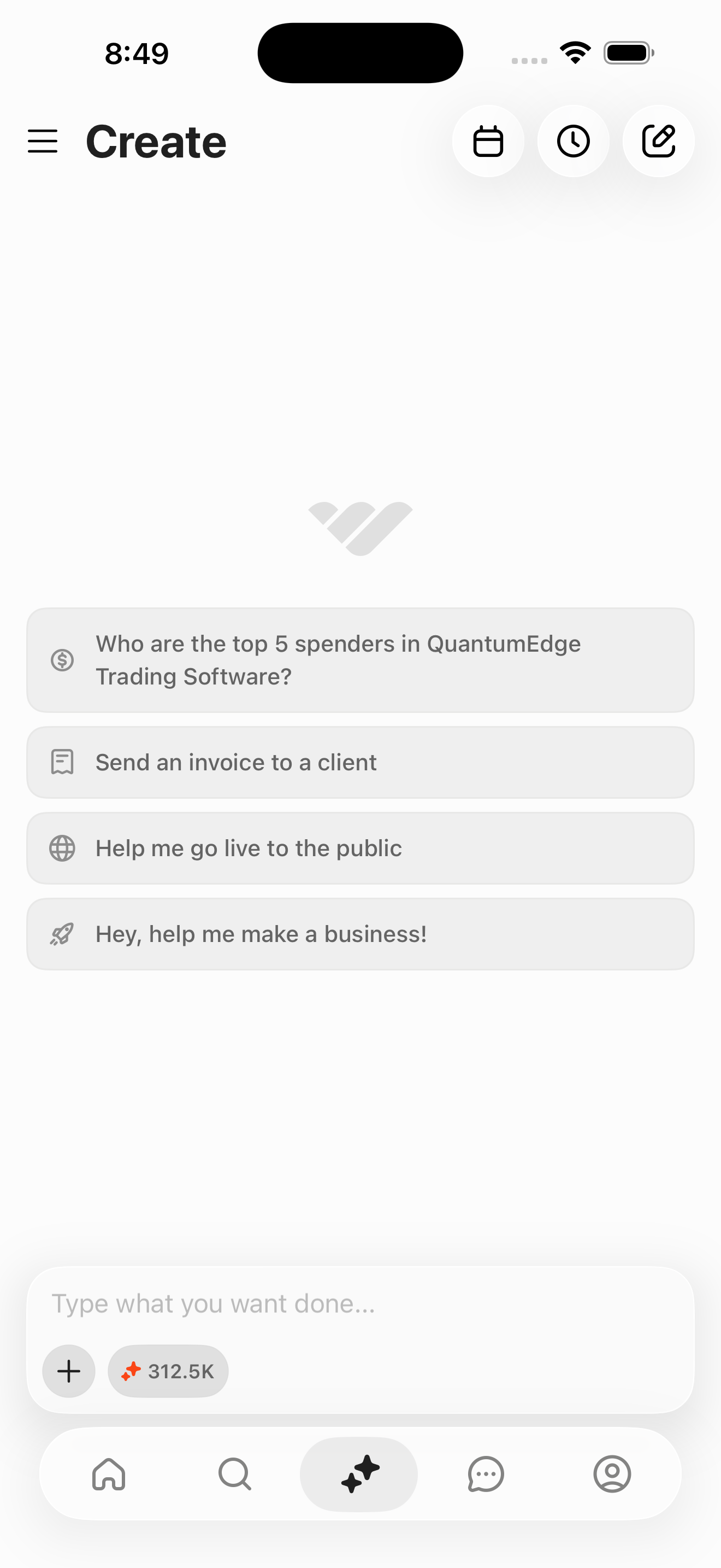 Create — AI assistant / command bar