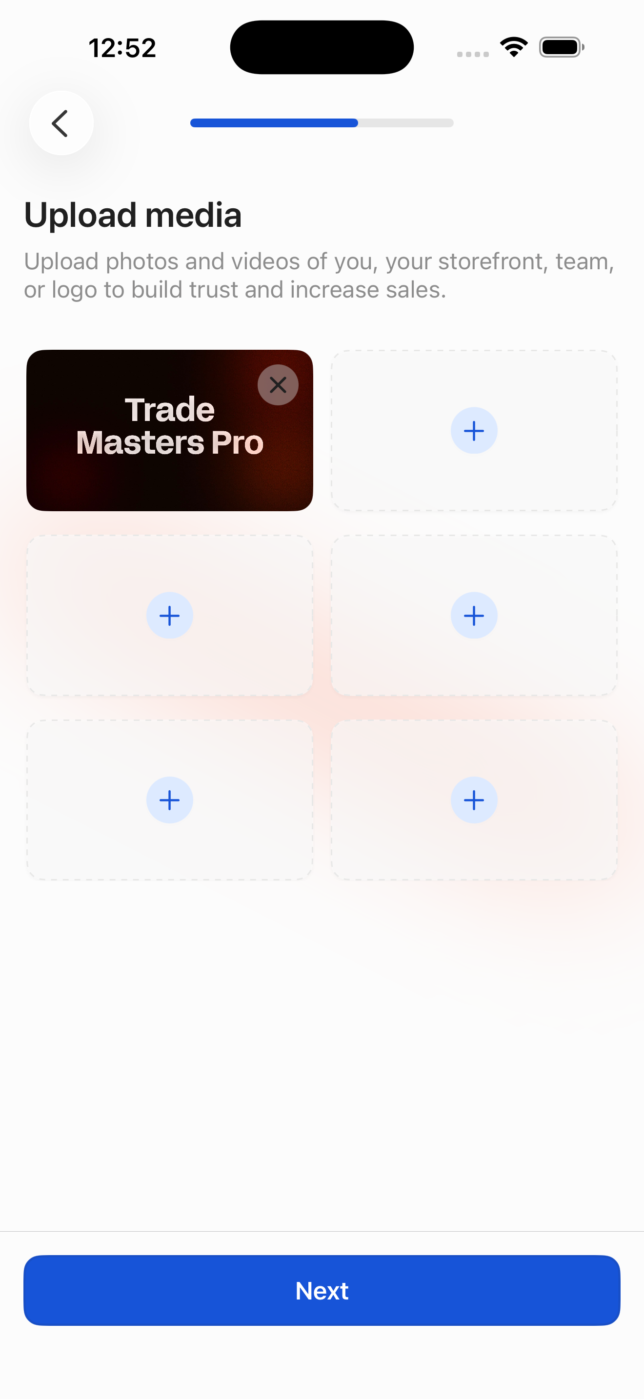 Create product — step 8: upload media