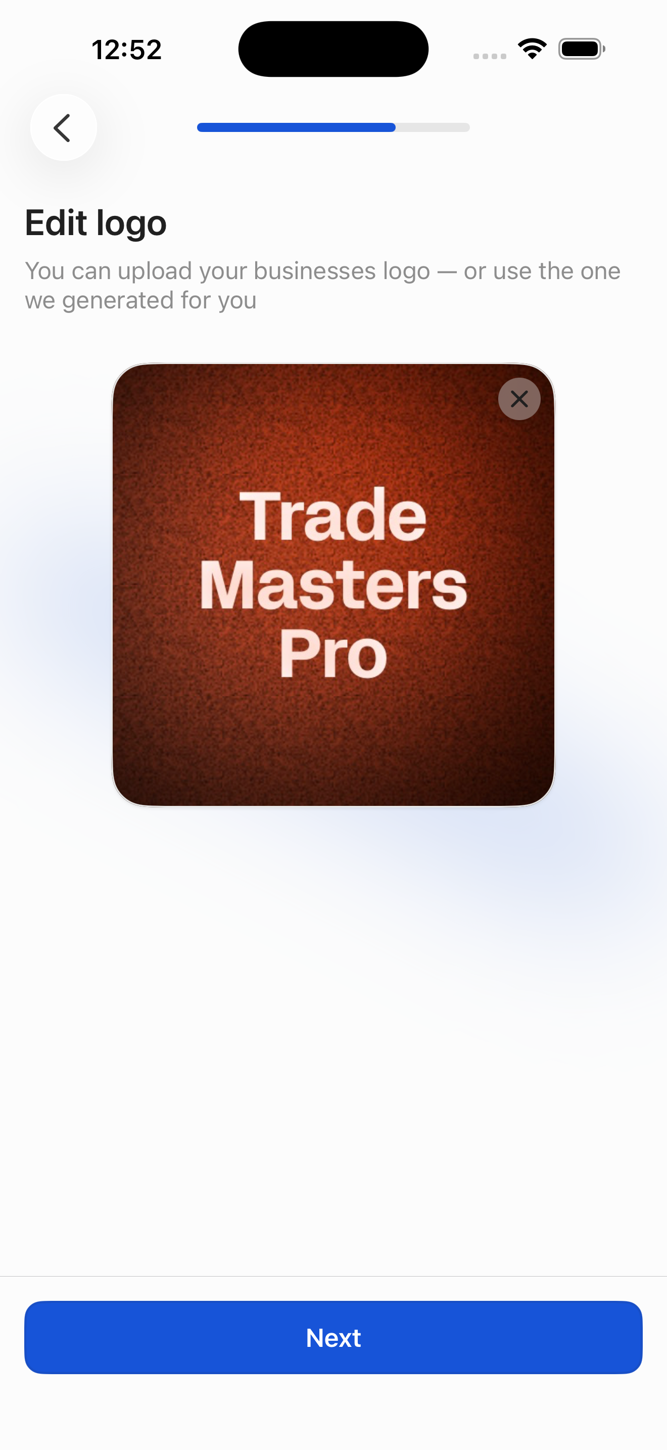 Create product — step 9: edit logo