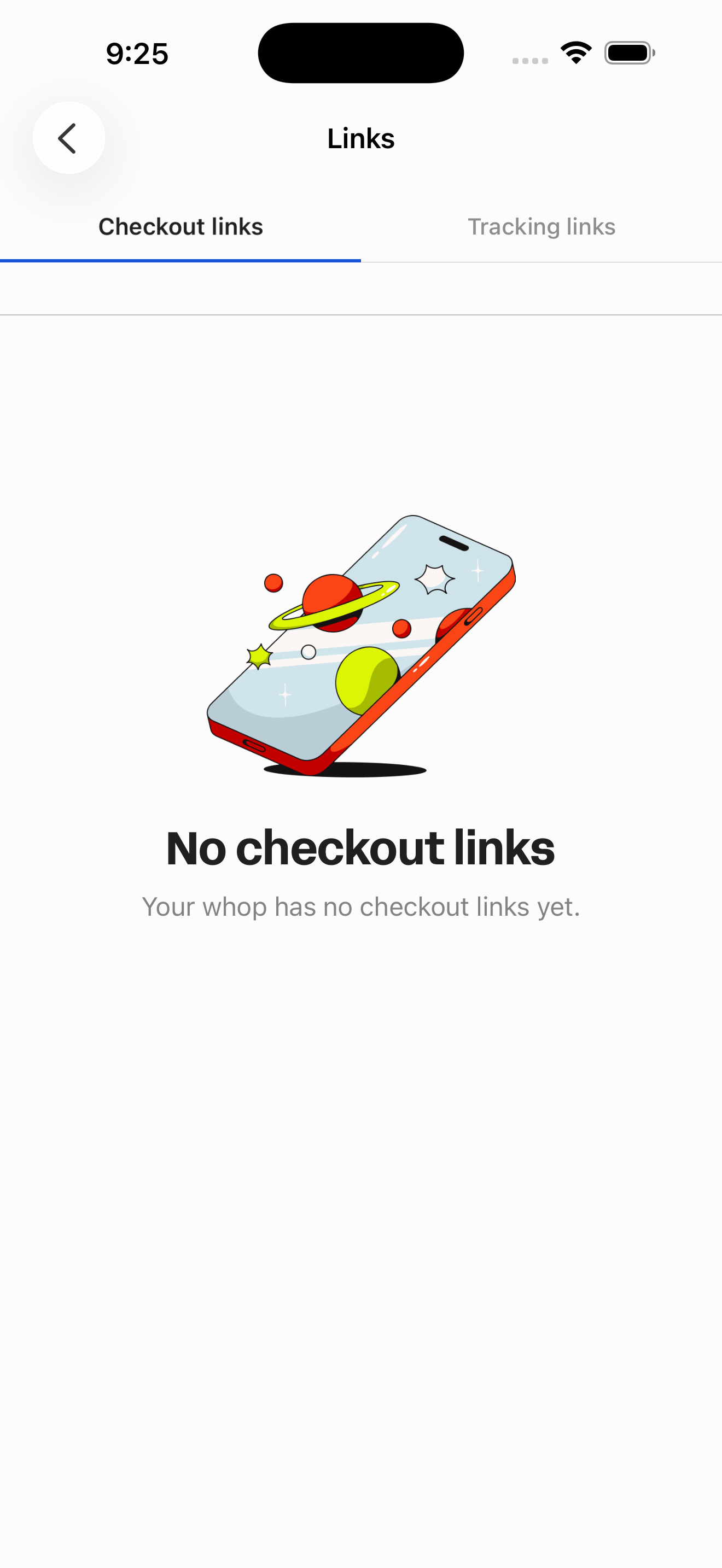 Whop — Links (Checkout / Tracking, empty)