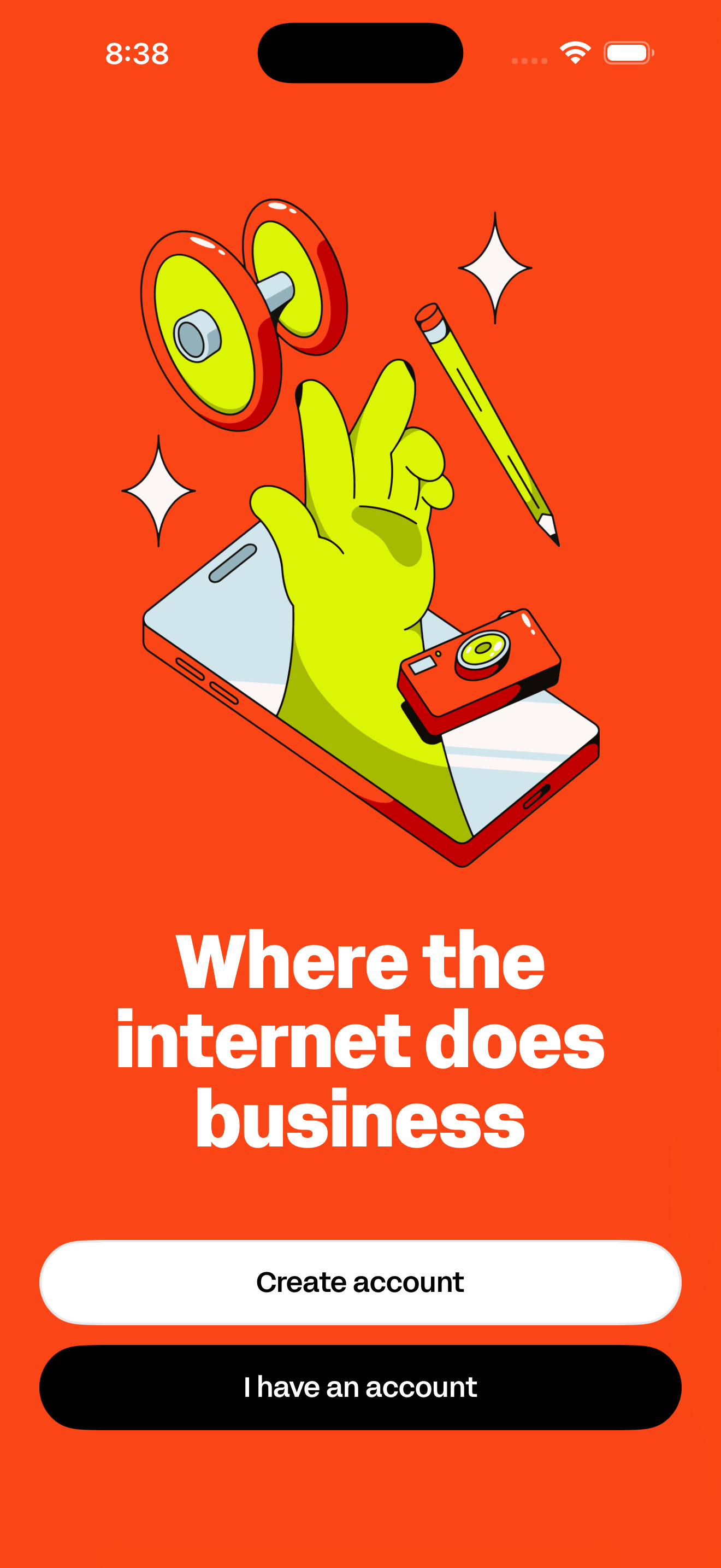 Whop Welcome — Where the internet does business screen in Sign in + reach home flow