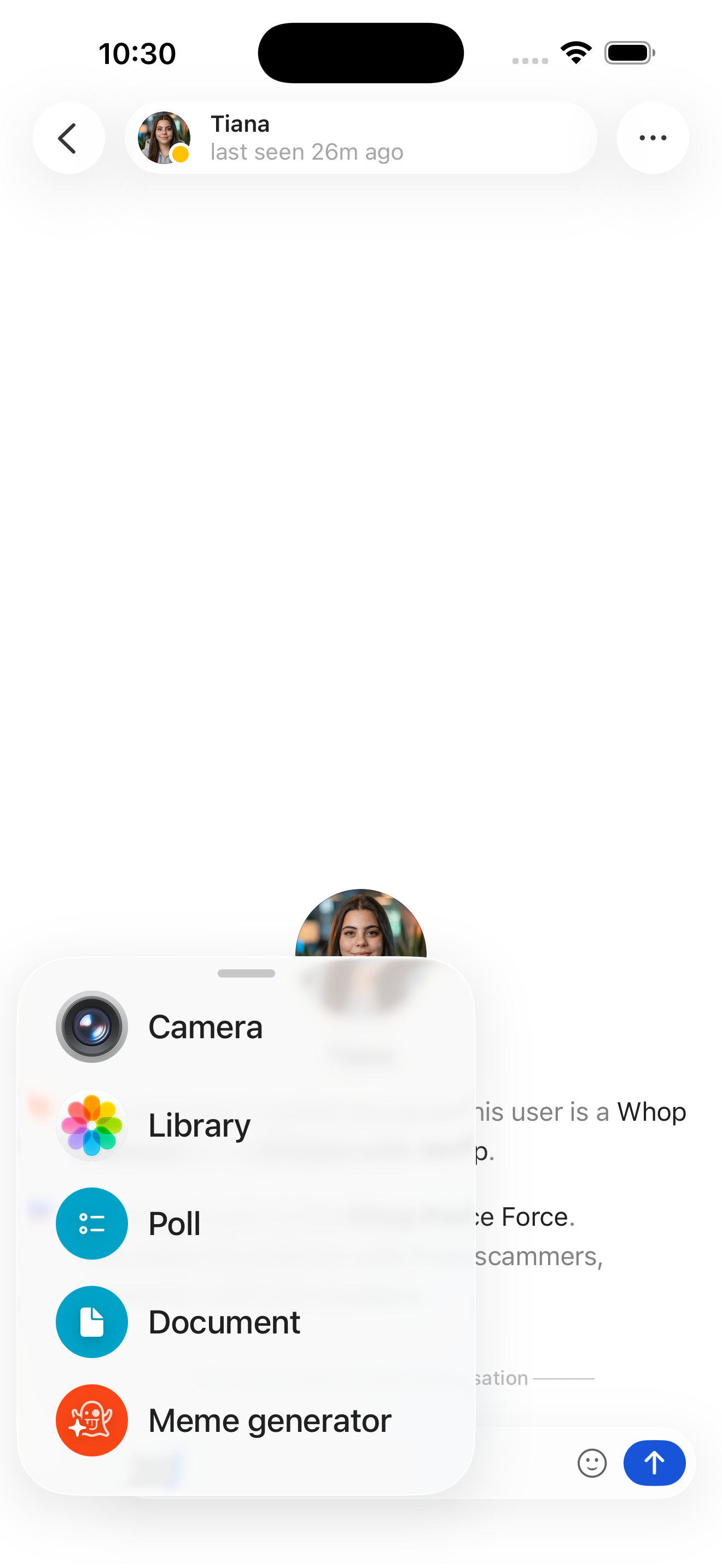 Messages — Attachment picker popover
