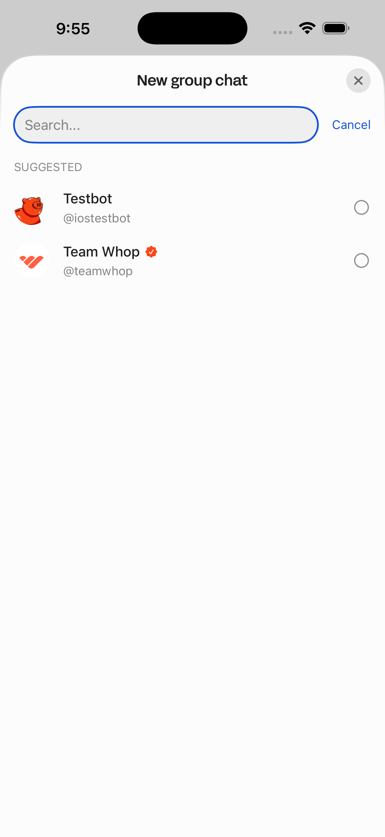 New group chat (multi-select picker)