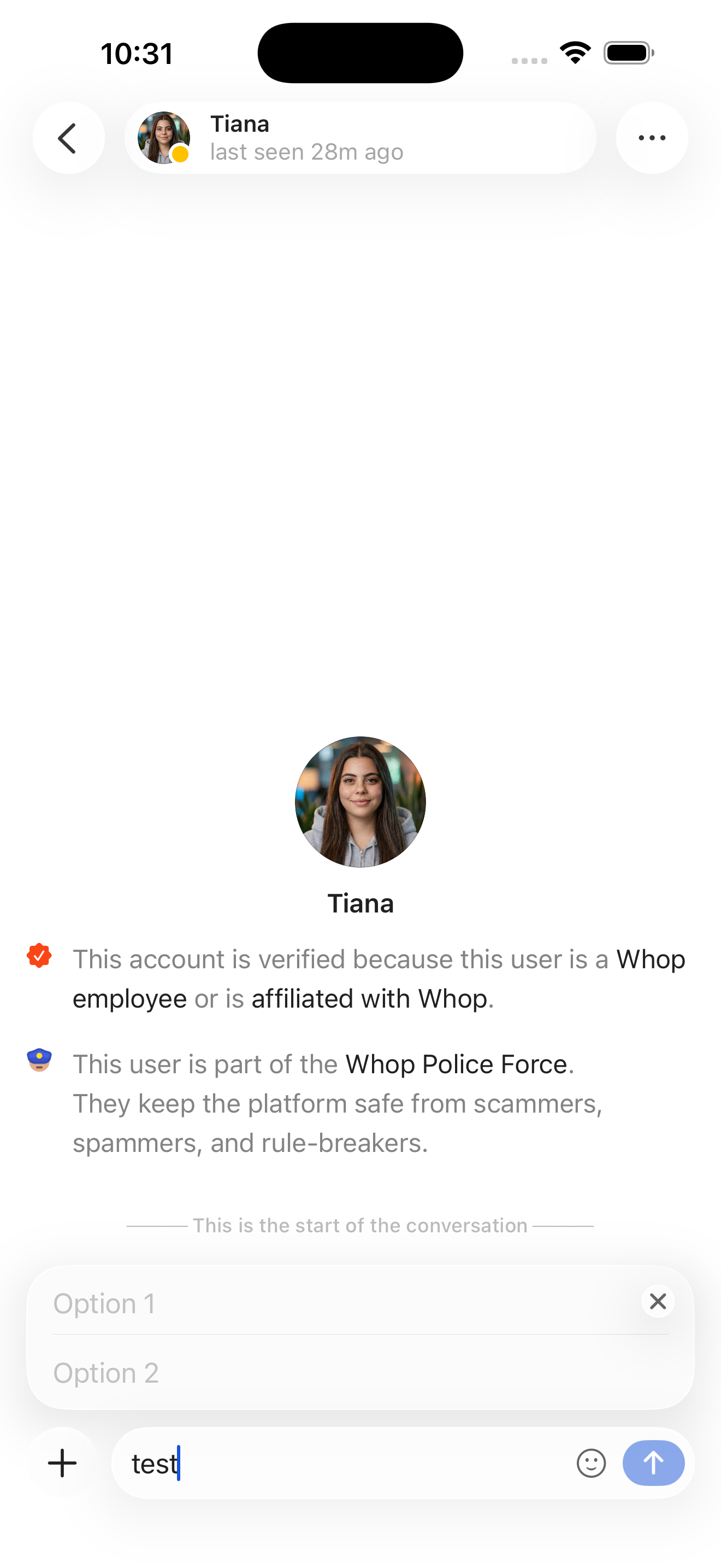Messages — Poll inline editor (in composer)