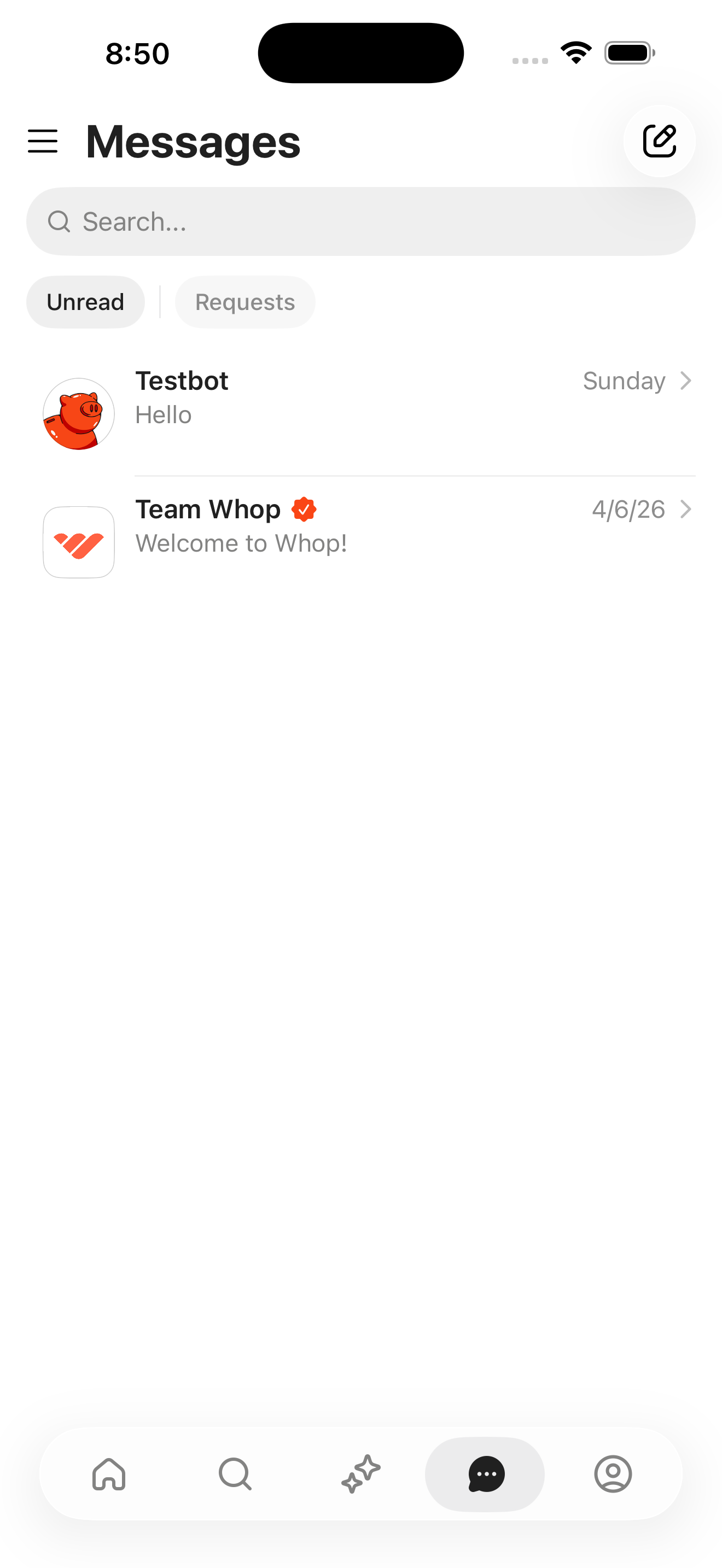 Messages — conversation list