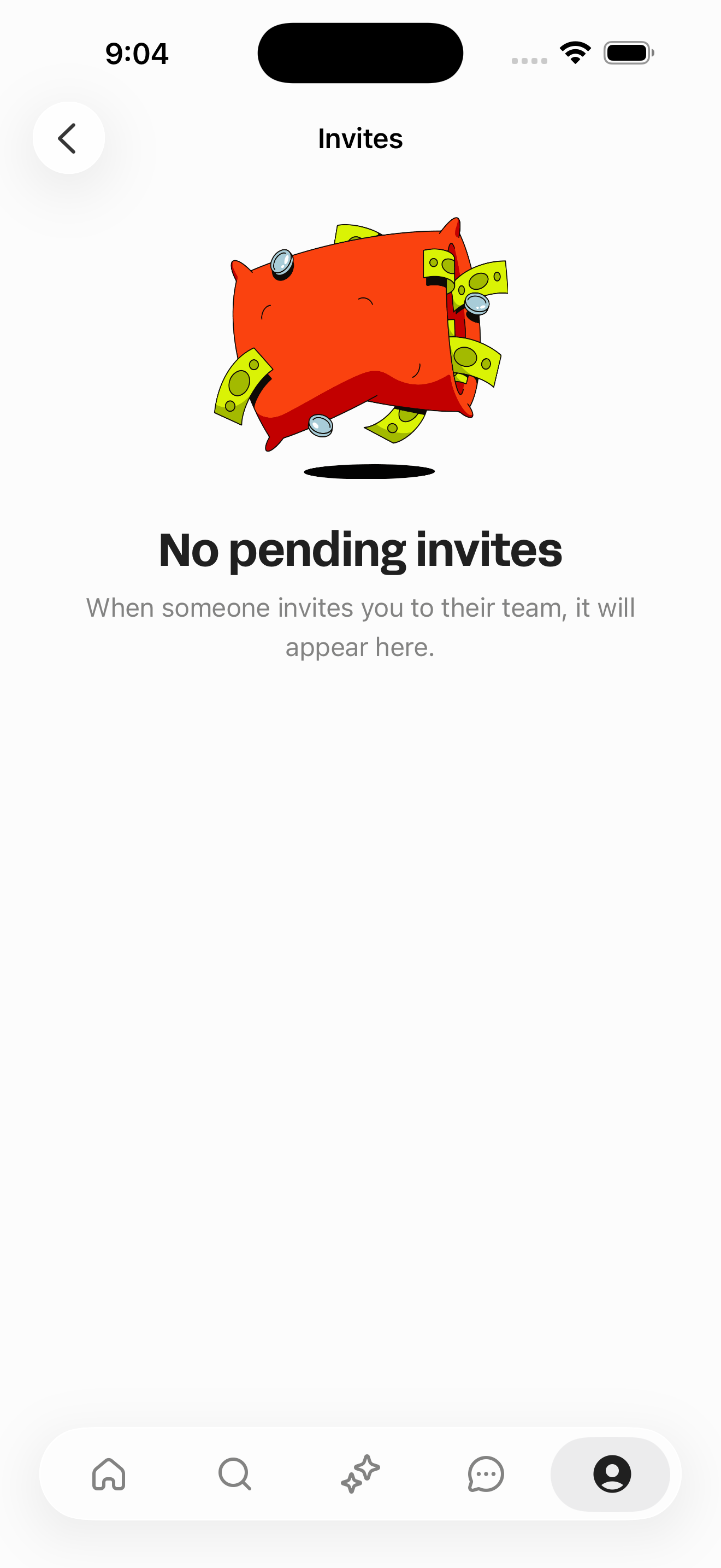 Invites (team invitations — empty)