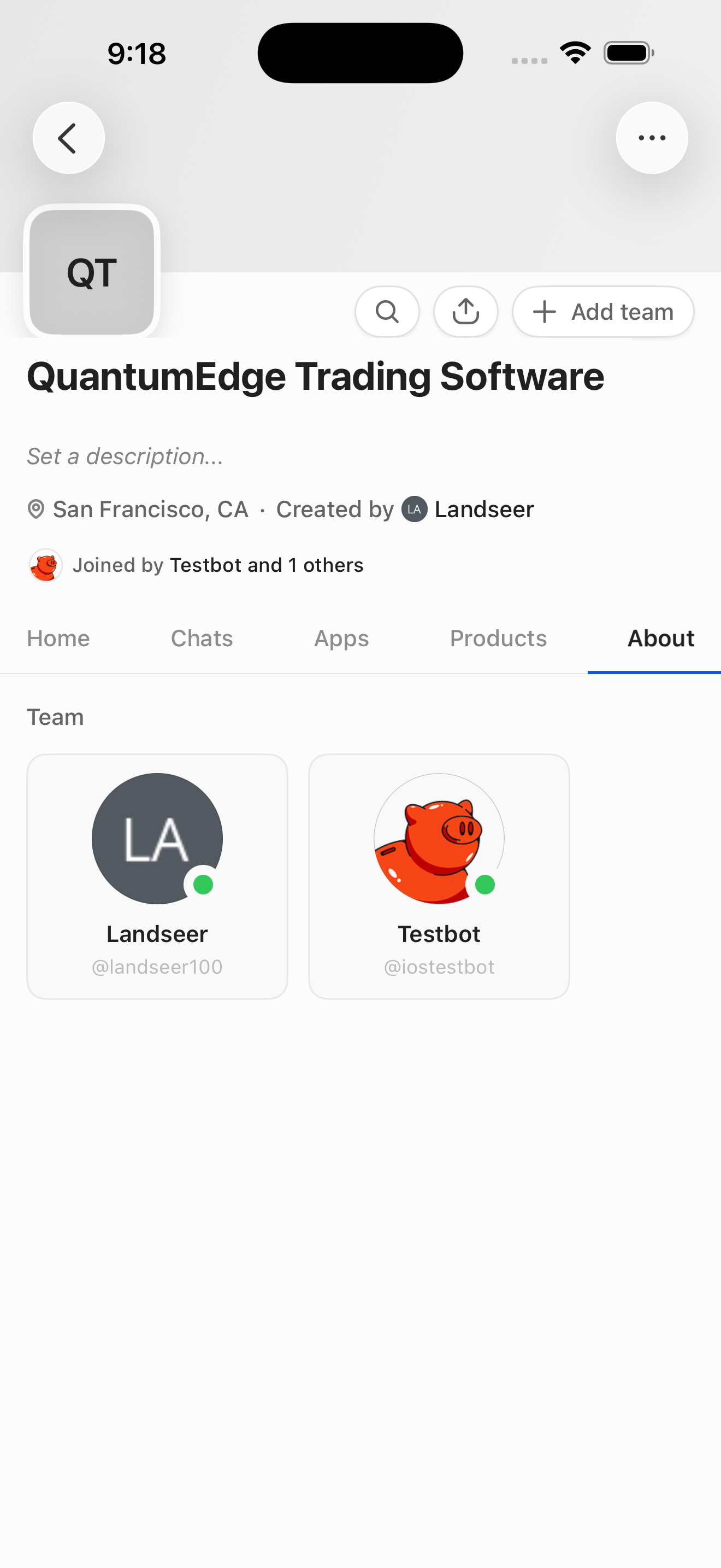 QuantumEdge Whop — About tab (Team: Landseer + Testbot)