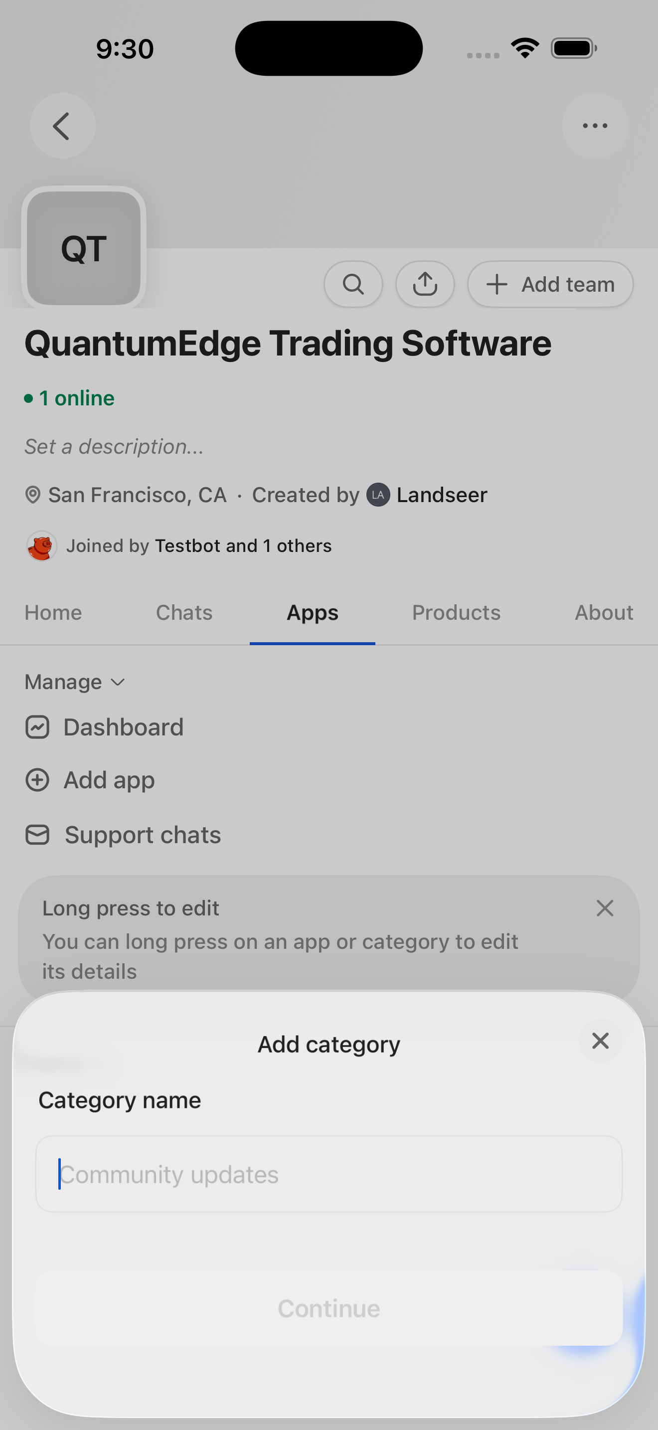 Add category sheet